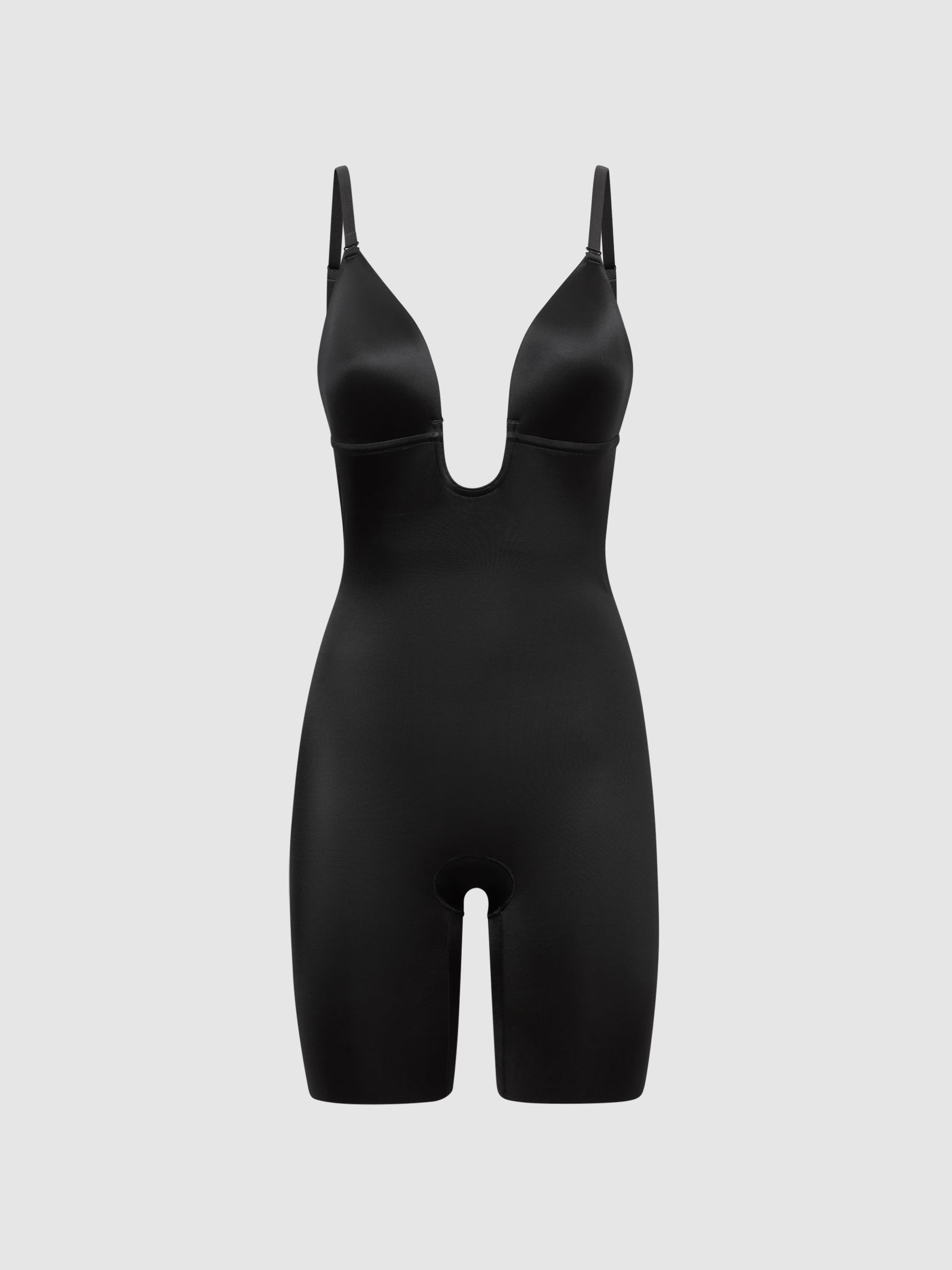 Spanx Shapewear Firming Plunge Low-Back Mid-Thigh Bodysuit in Black