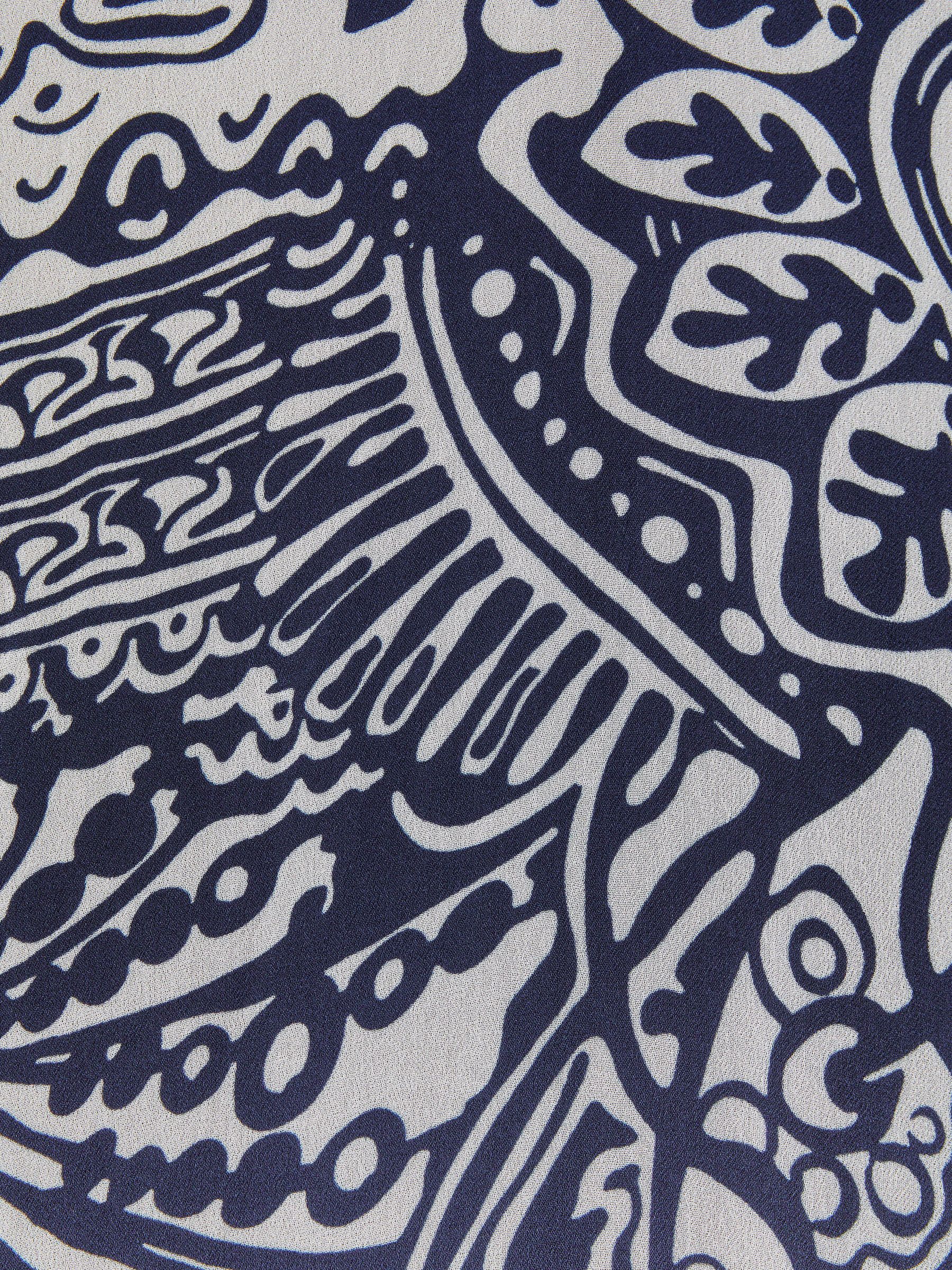 Printed Strappy Resort Midi Dress in Navy