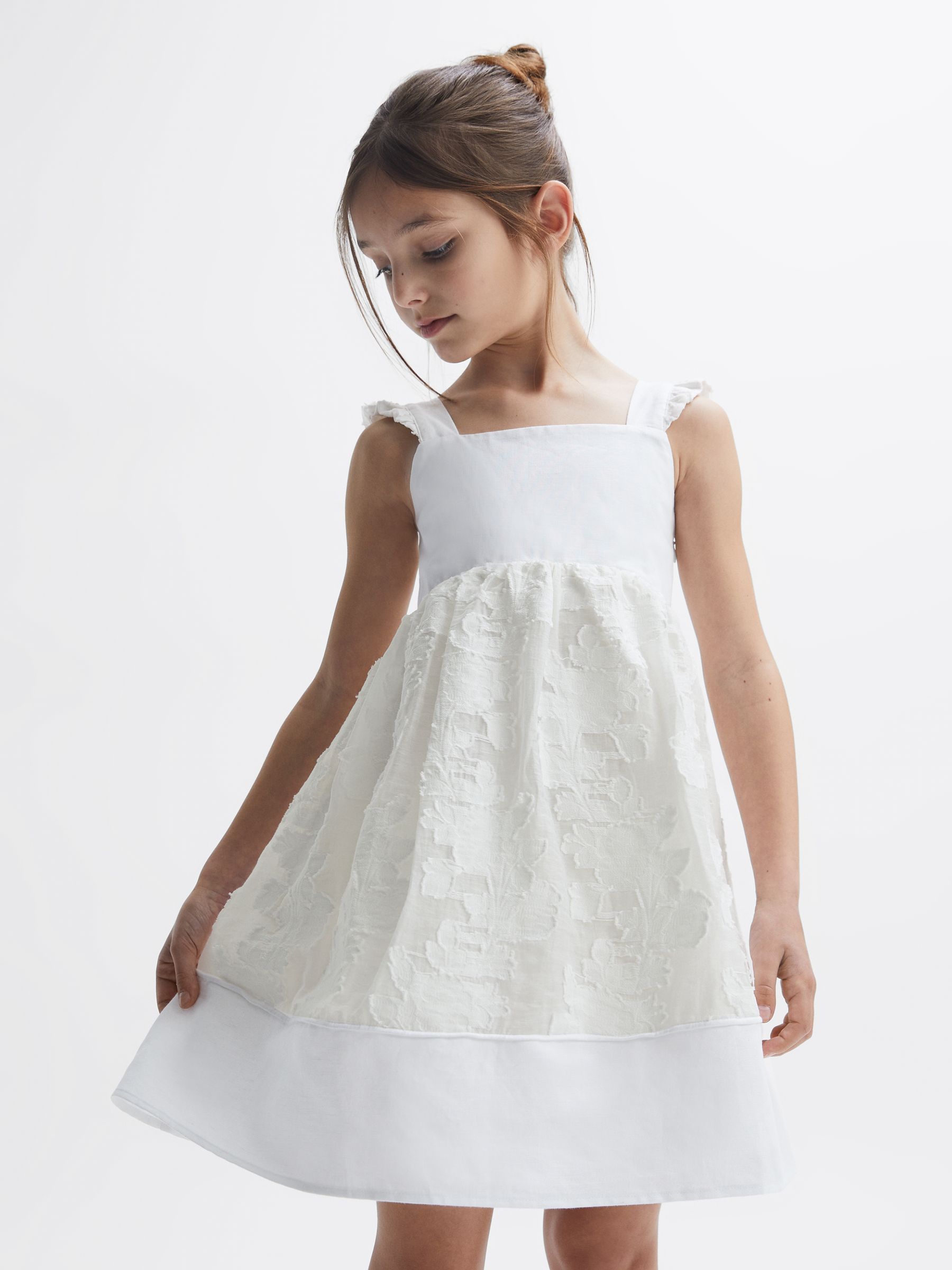 Lace Detail Bow Back Dress in White