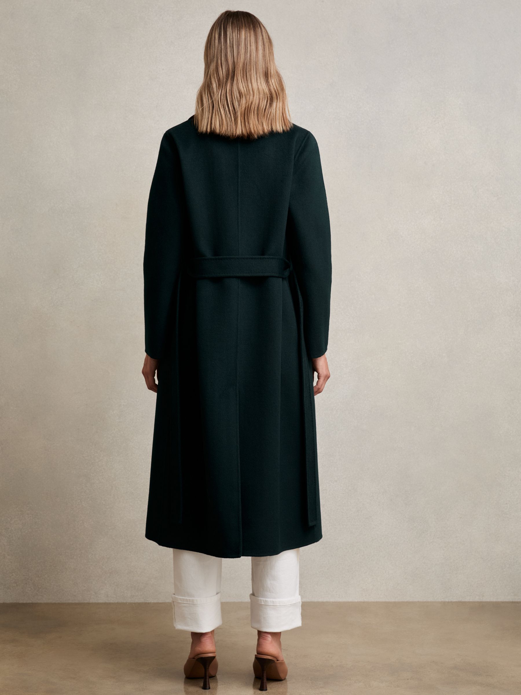 Petite Double-Breasted Blindseam Coat Wool-Blend in Green