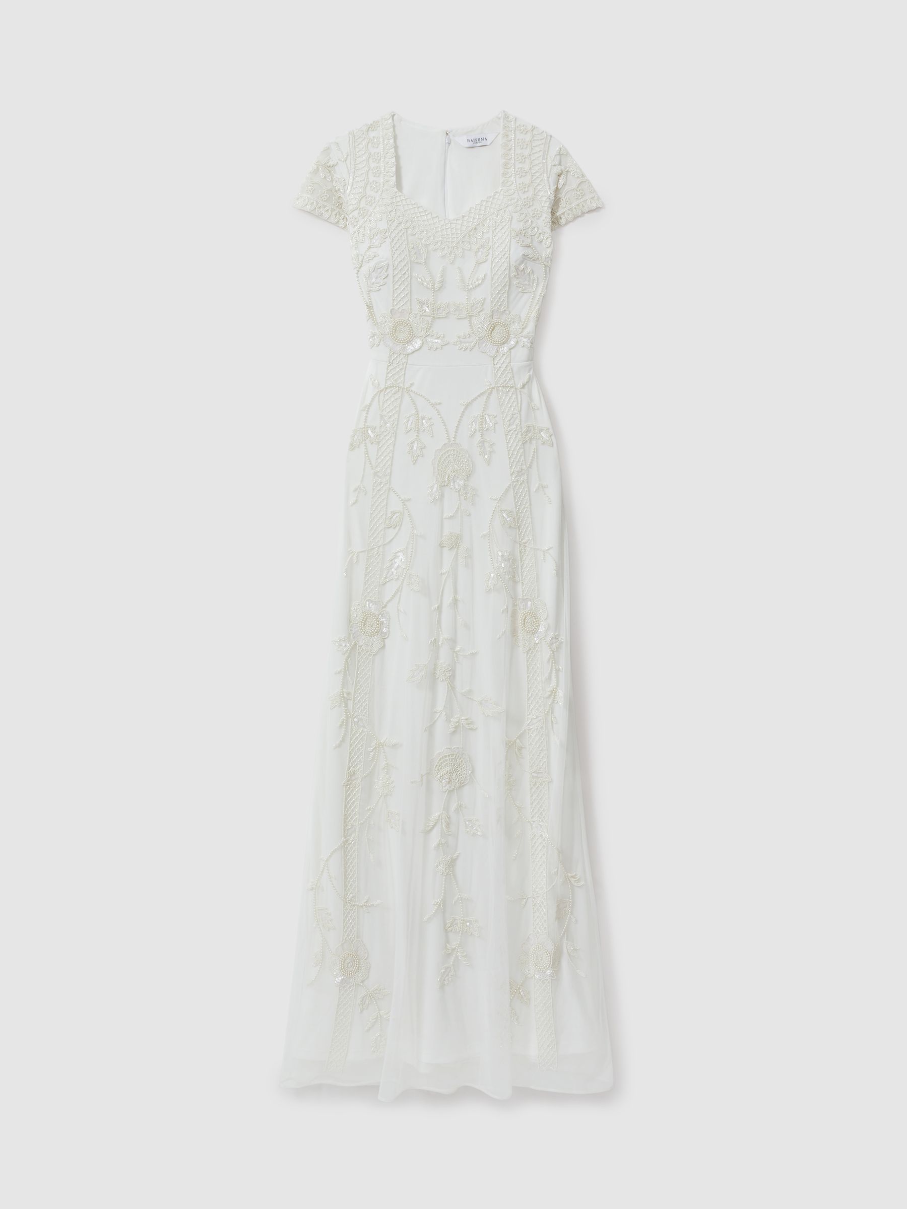 Raishma Floral Beaded Maxi Dress in Ivory
