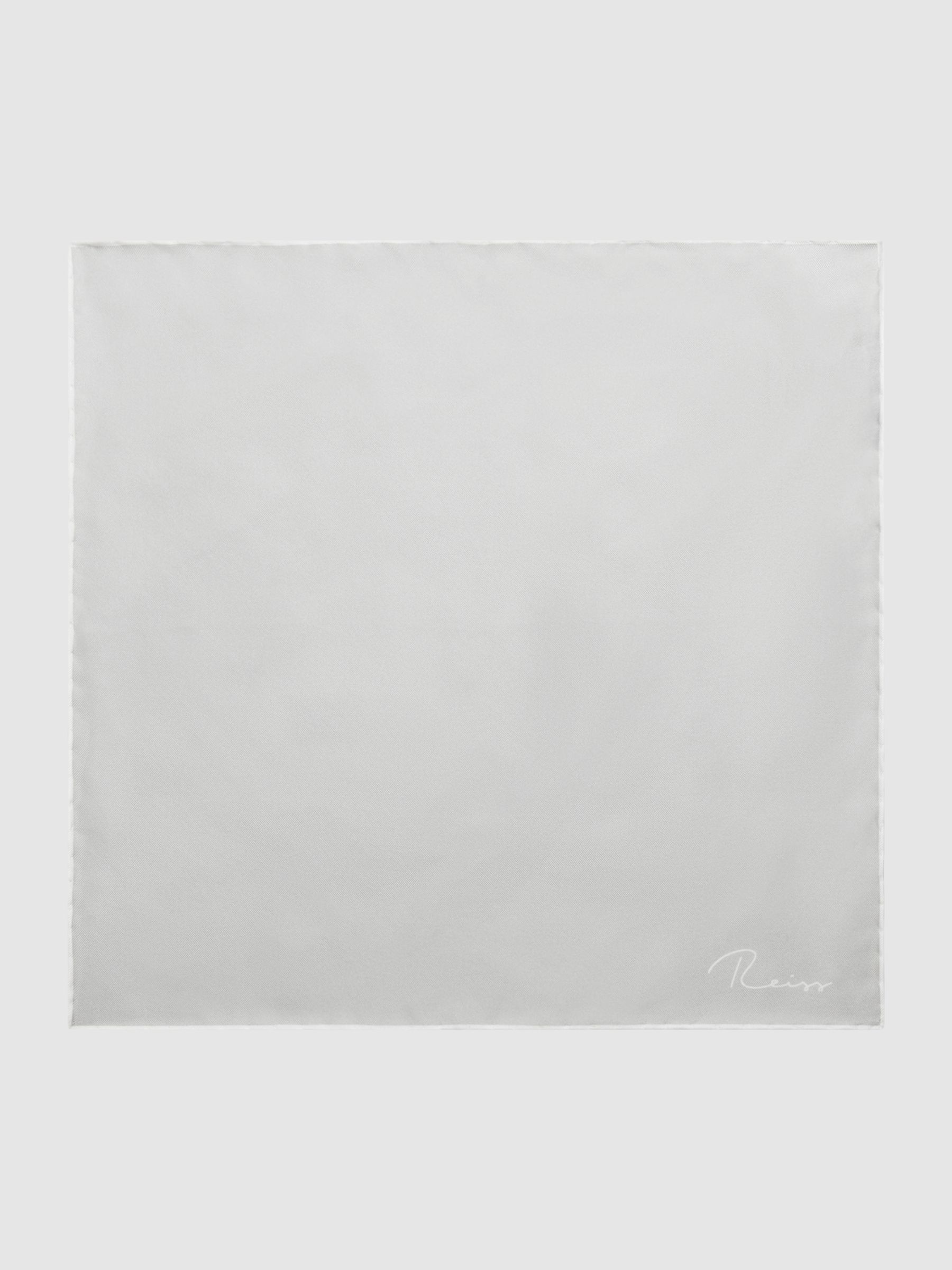 Plain Silk Pocket Square in Silver