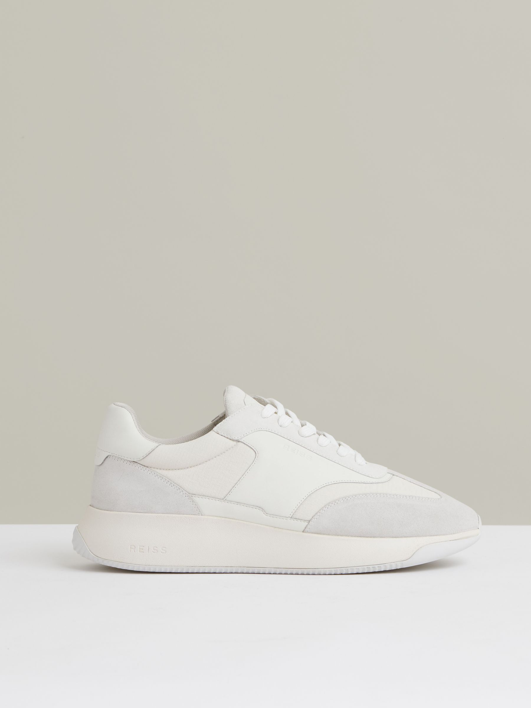 Bonded-Leather Suede Running Trainers in White