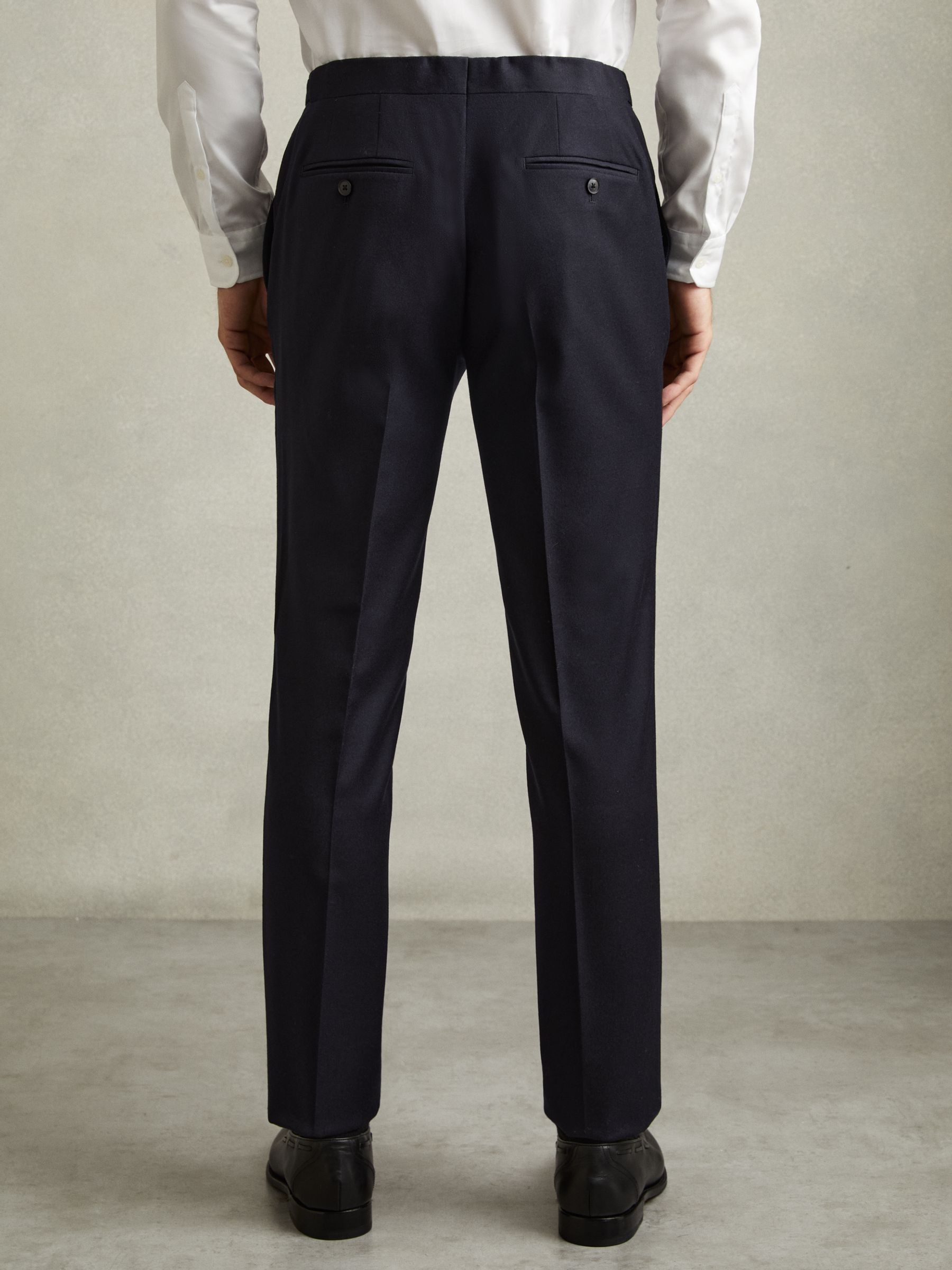 Wool-Blend Flannel Suit Trousers in Navy