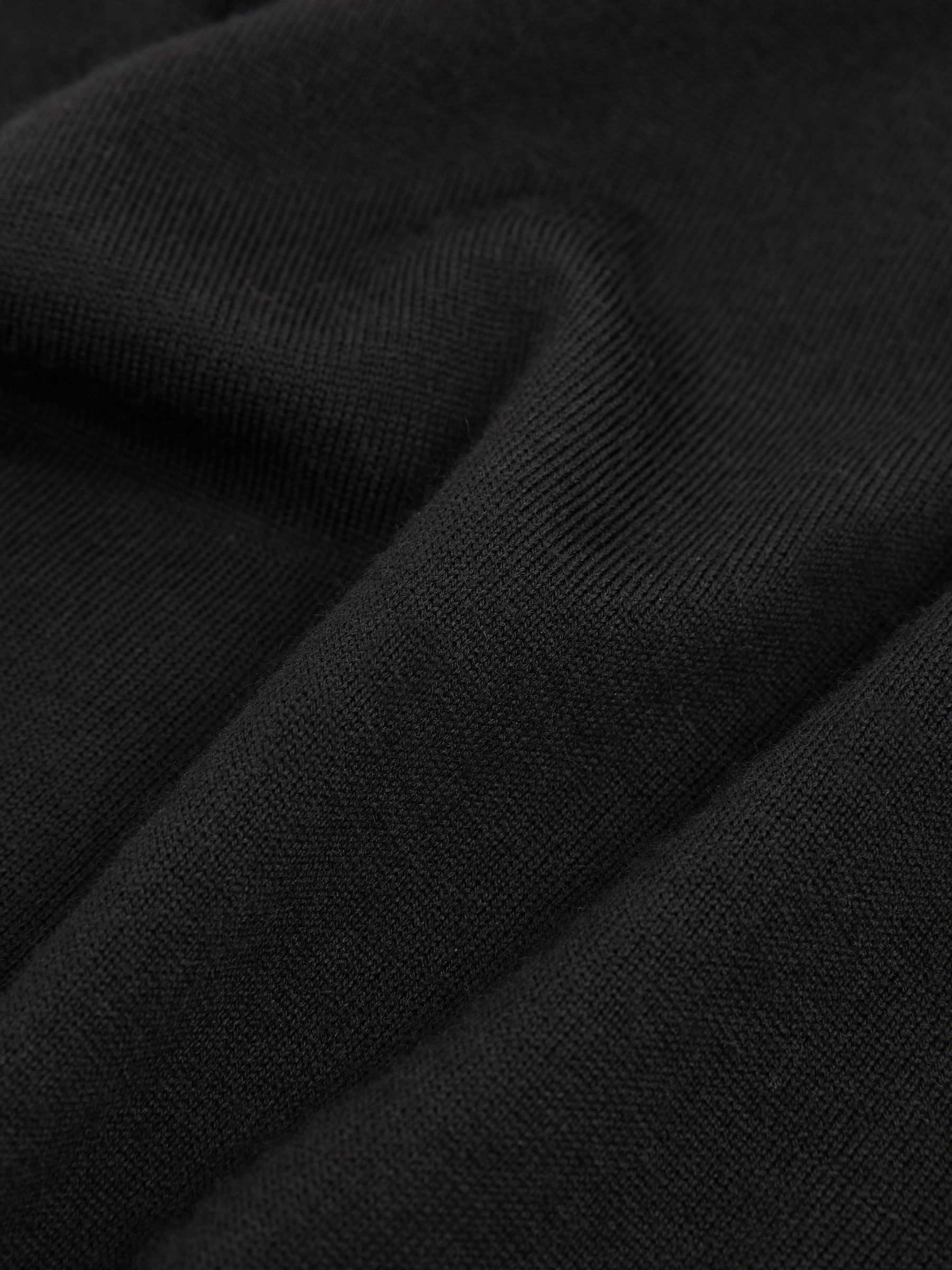 Slim Fit Merino Wool Roll Neck Jumper in Black