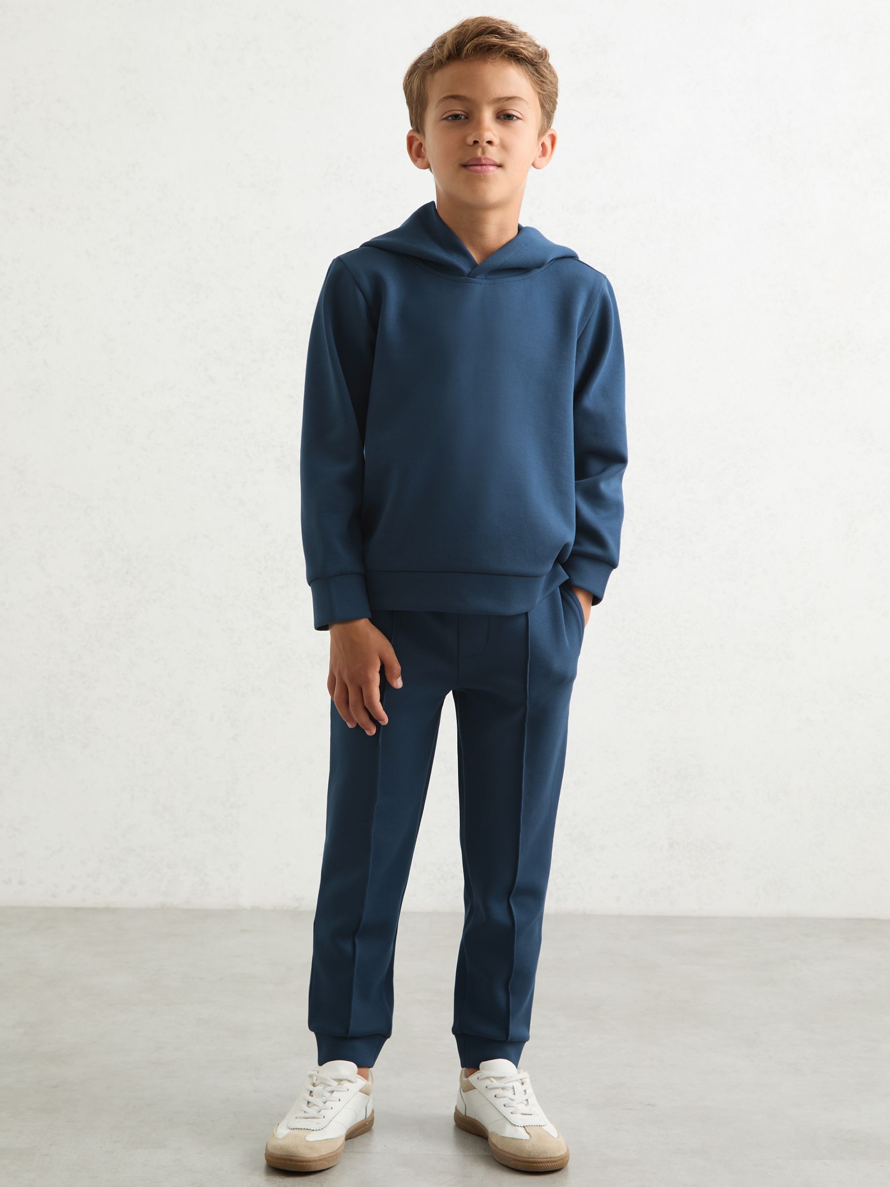 13-14 yrs Interlock Jersey Hoodie in Ocean Blue