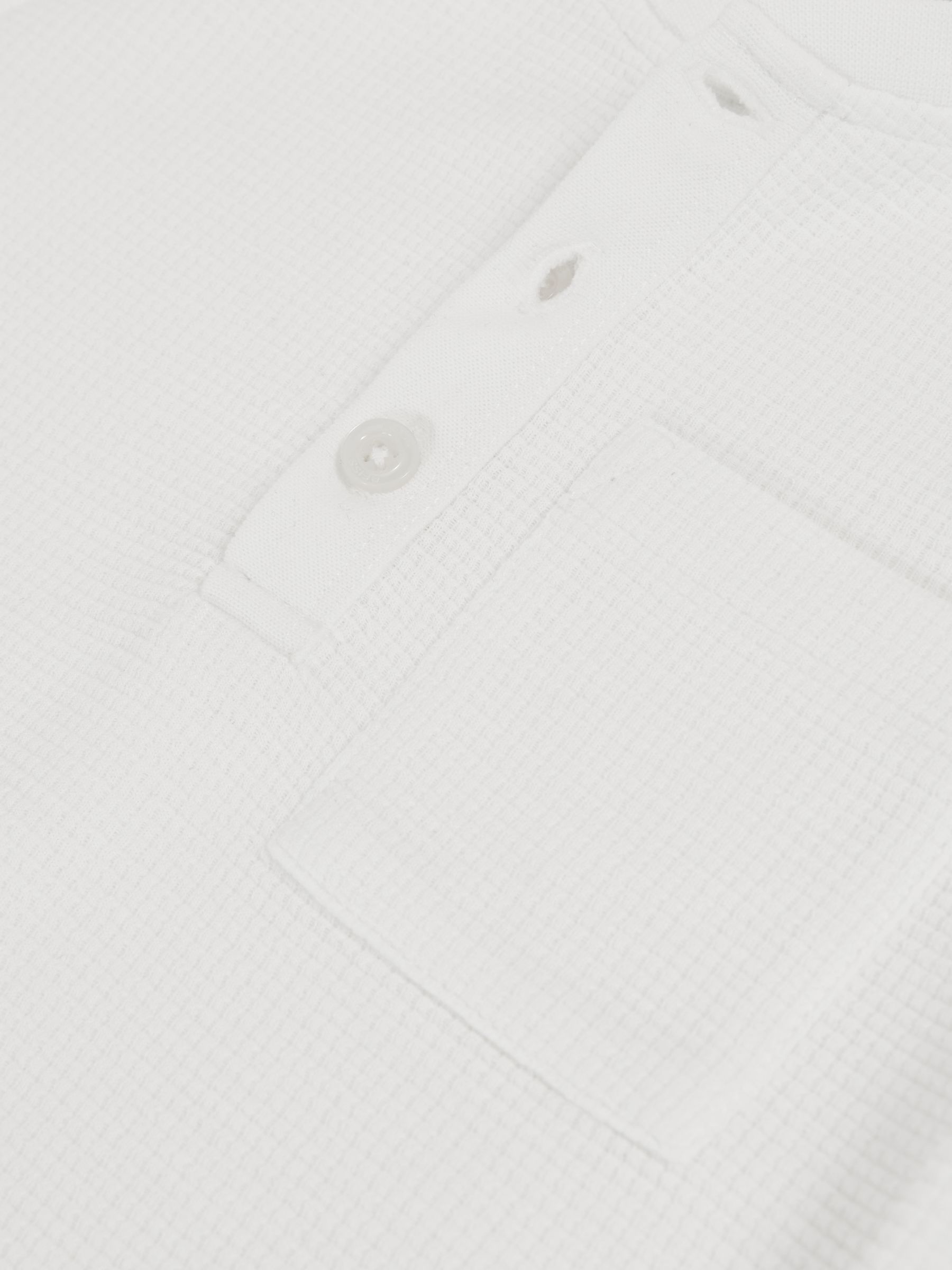 13-14 yrs Cotton-Blend Waffle Henley T-Shirt in White