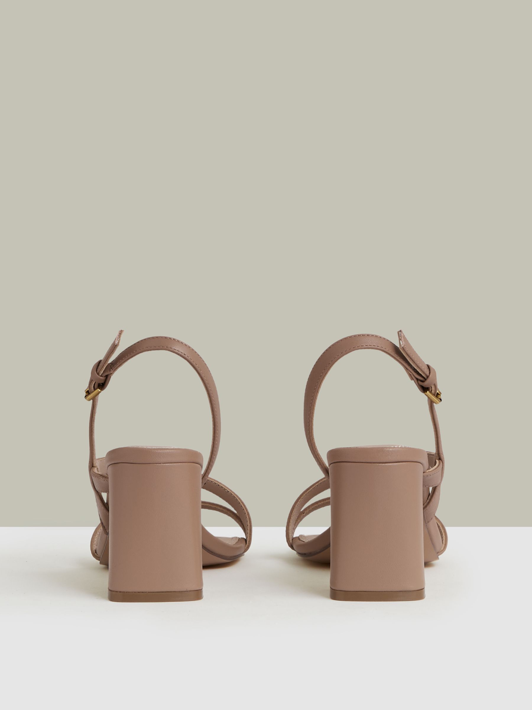 Strappy Leather Heeled Sandals in Nude