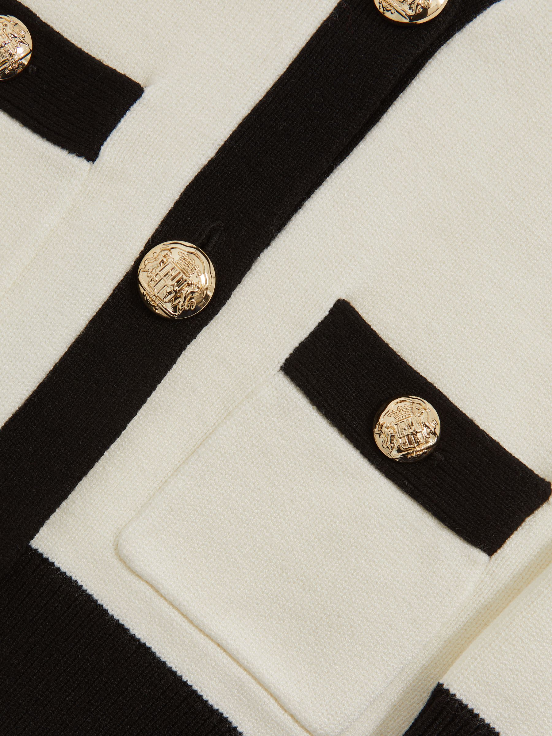 13-14 yrs Tipped V-Neck Cardigan in Ecru