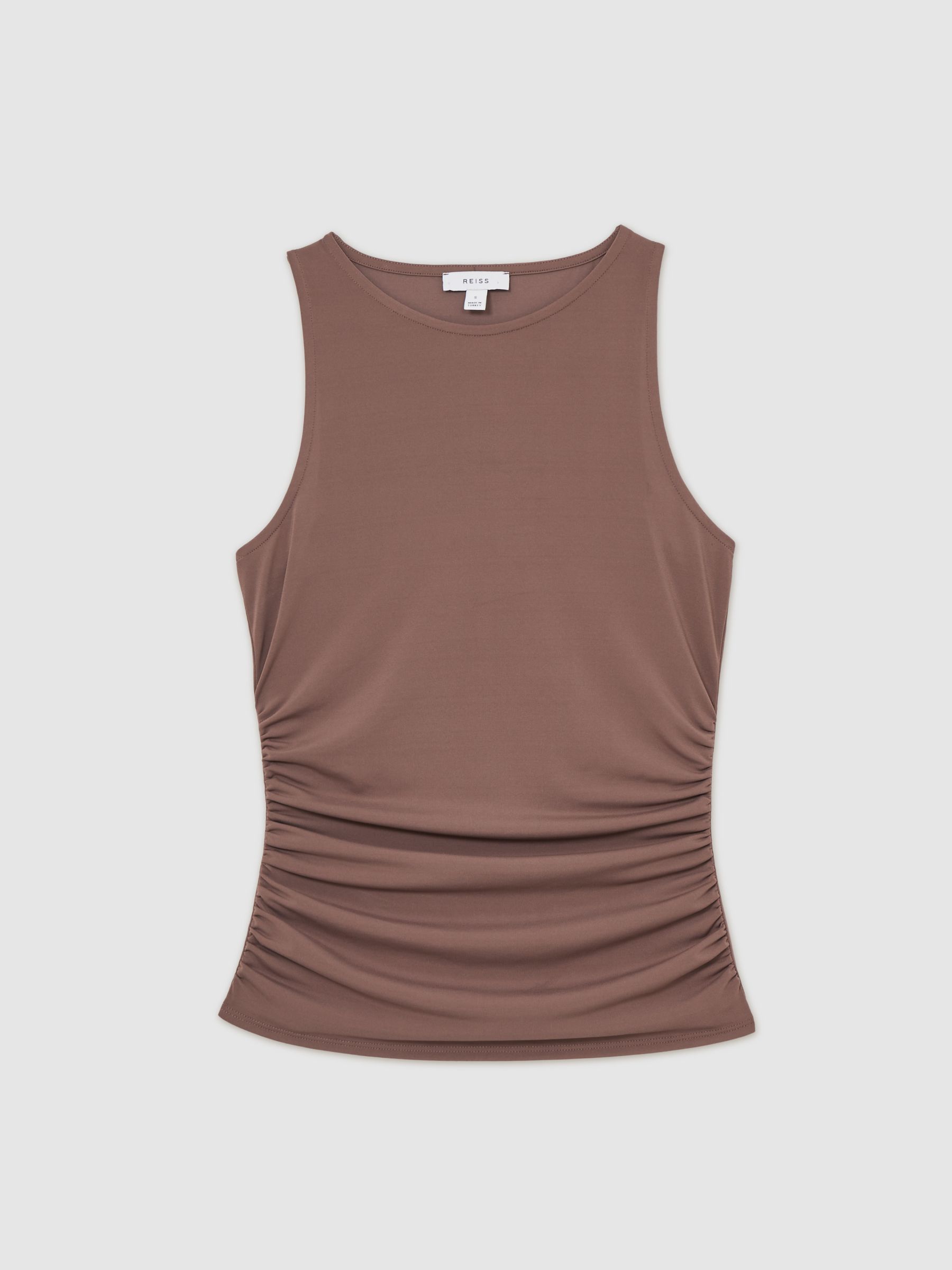 Ruched-Side Jersey Top in Mink