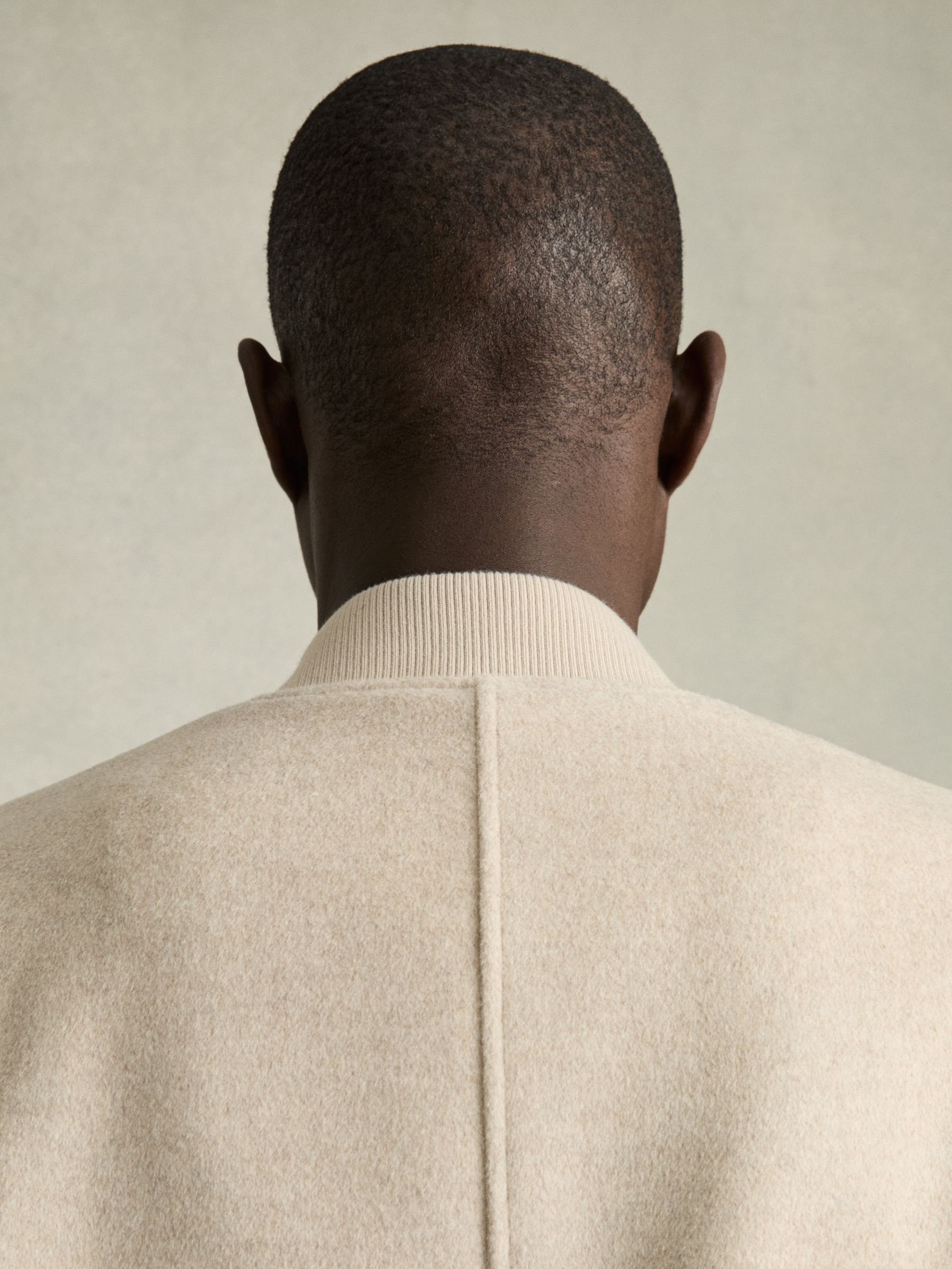 Brushed Wool-Blend Bomber Jacket in Stone