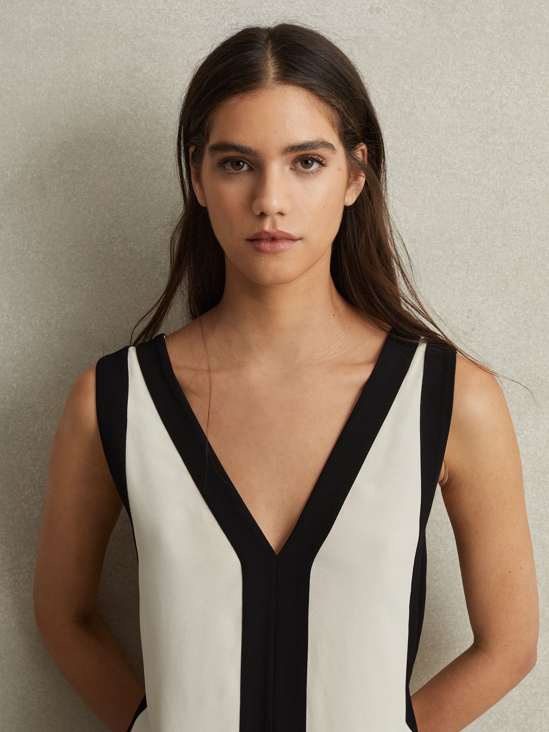 Colourblock Maxi Dress in Black/Cream