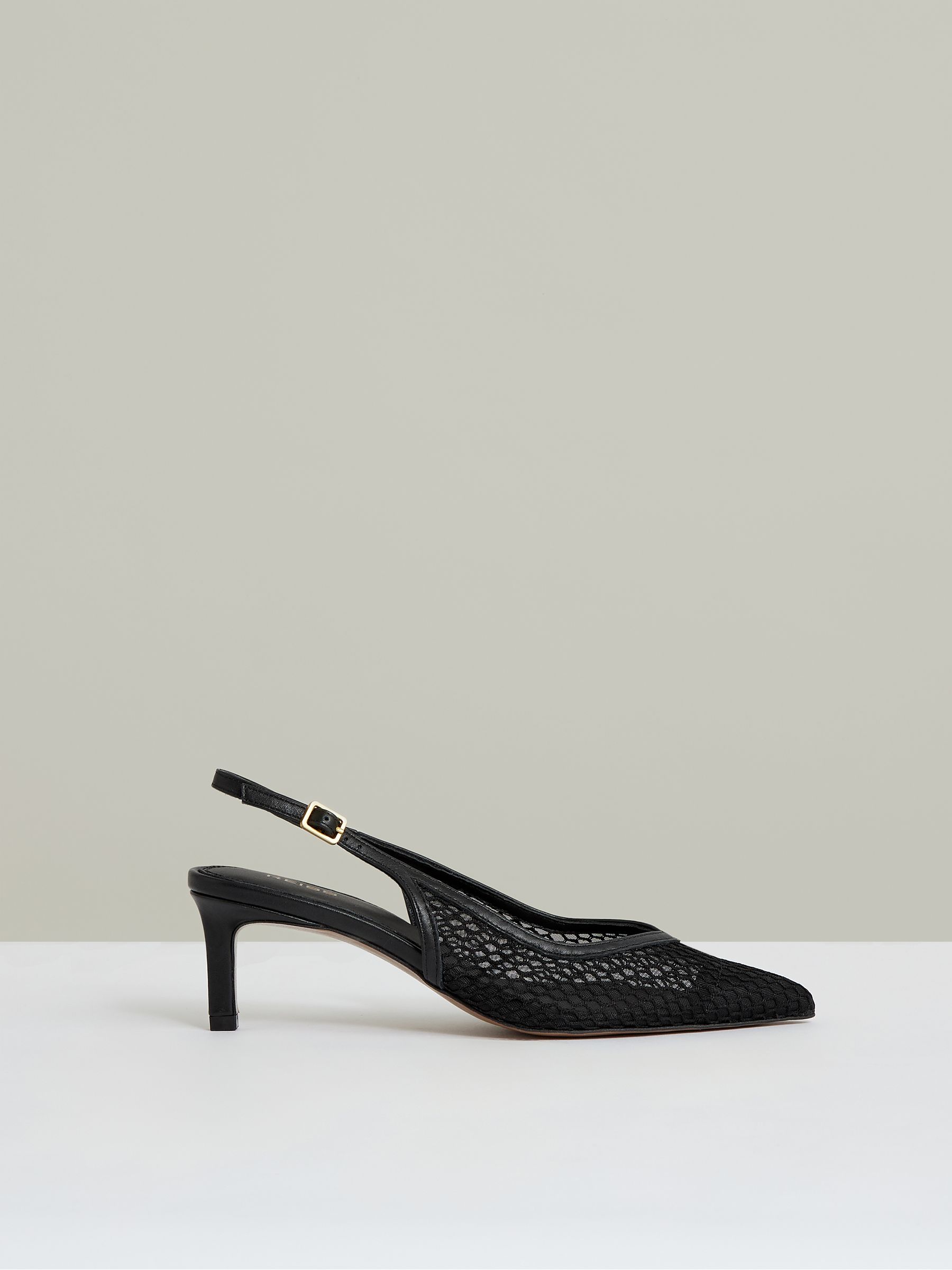 Mesh Slingback Heels in Black