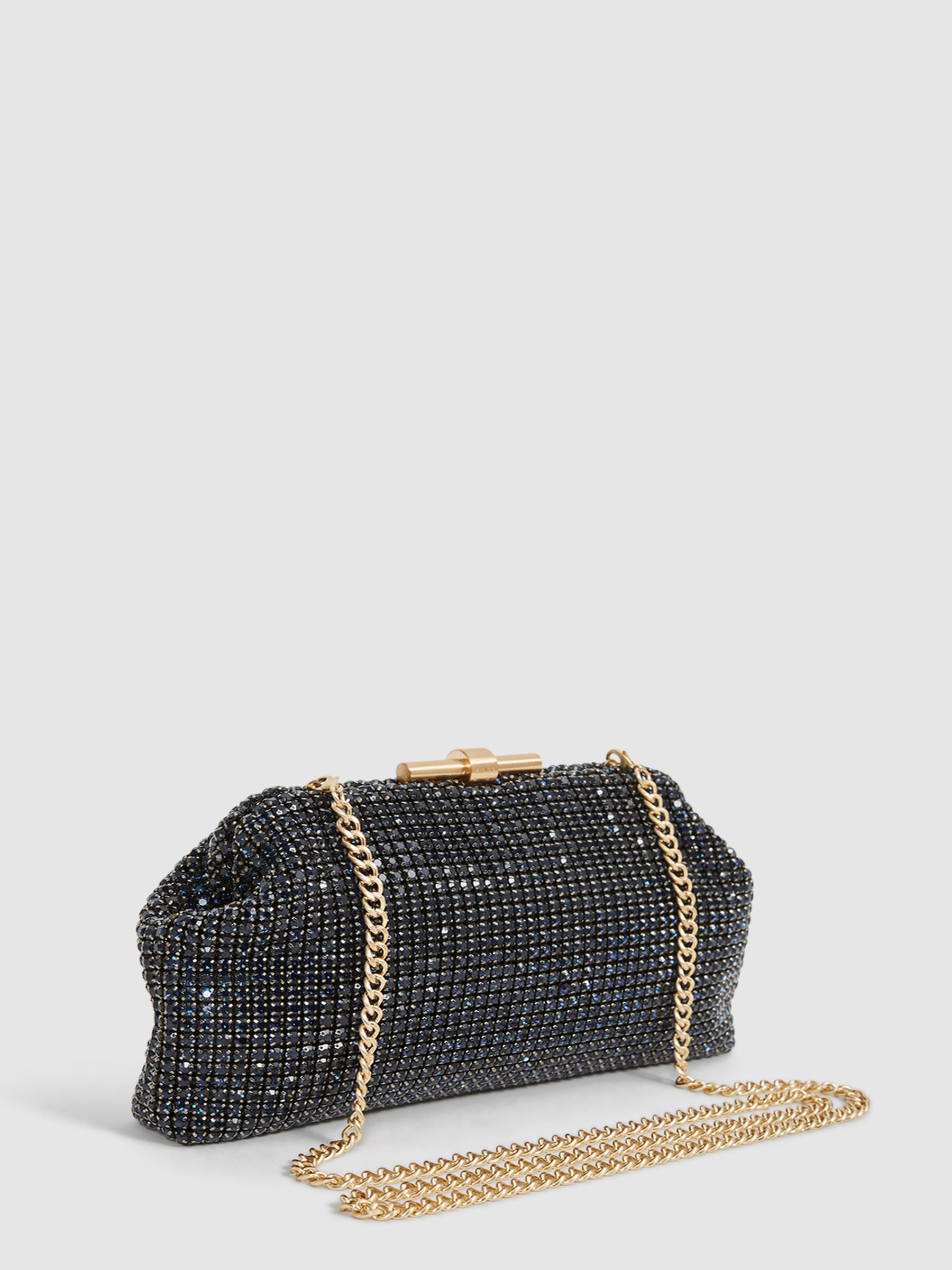 Embellished Clutch Bag in Navy