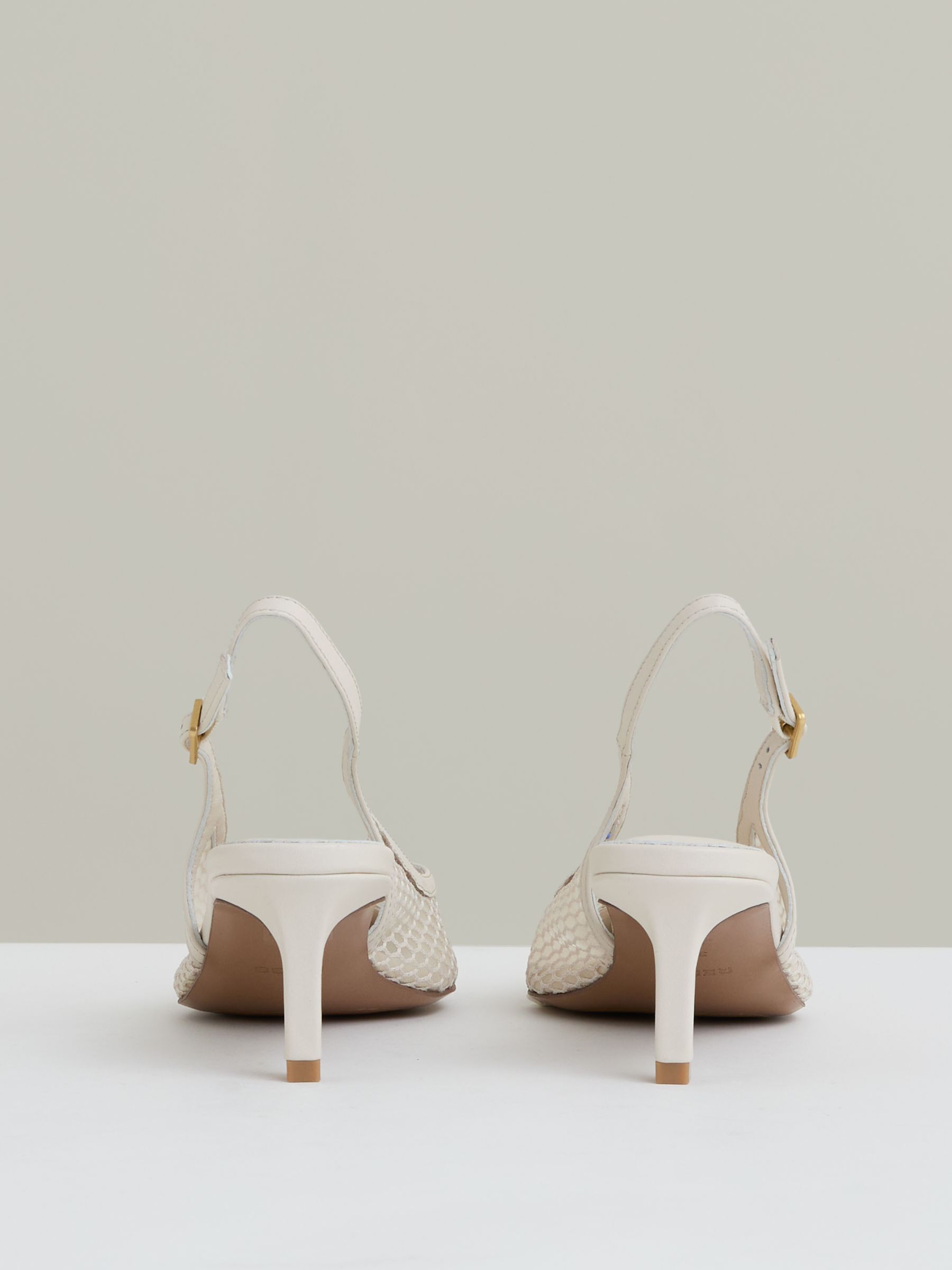Mesh Slingback Heels in White