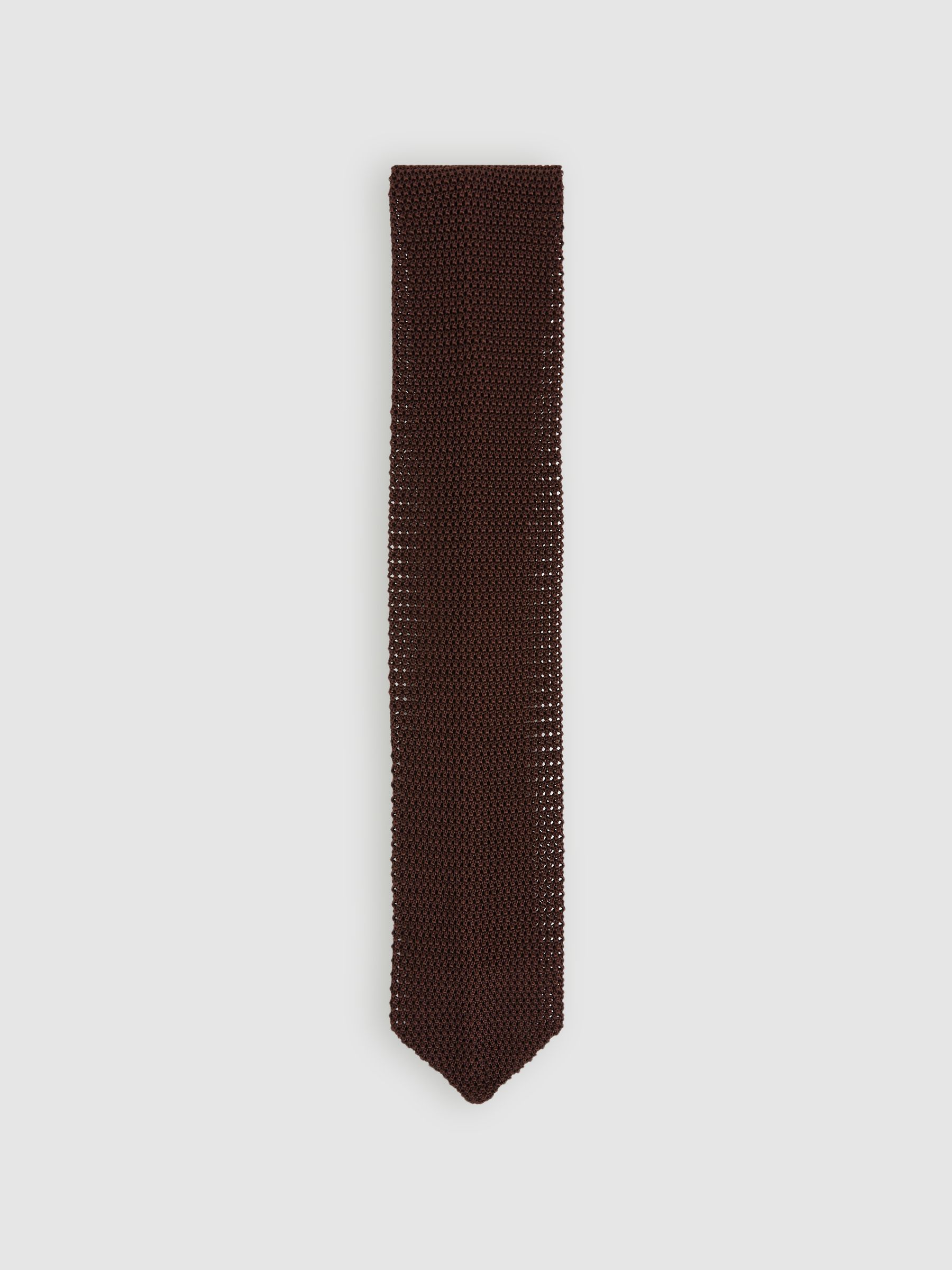 Silk Knitted Tie in Dark Brown