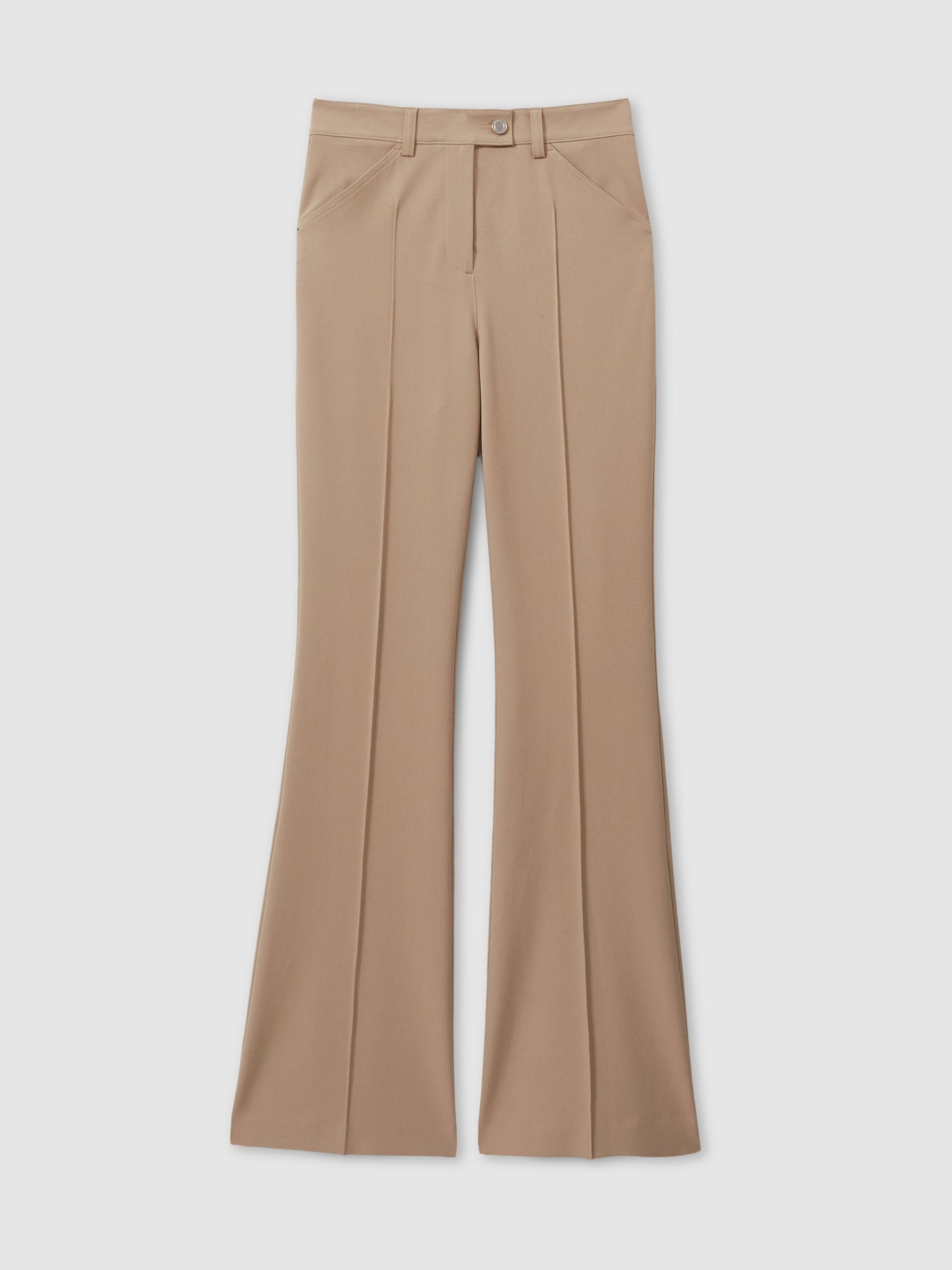 High Rise Flared Trousers in Neutral