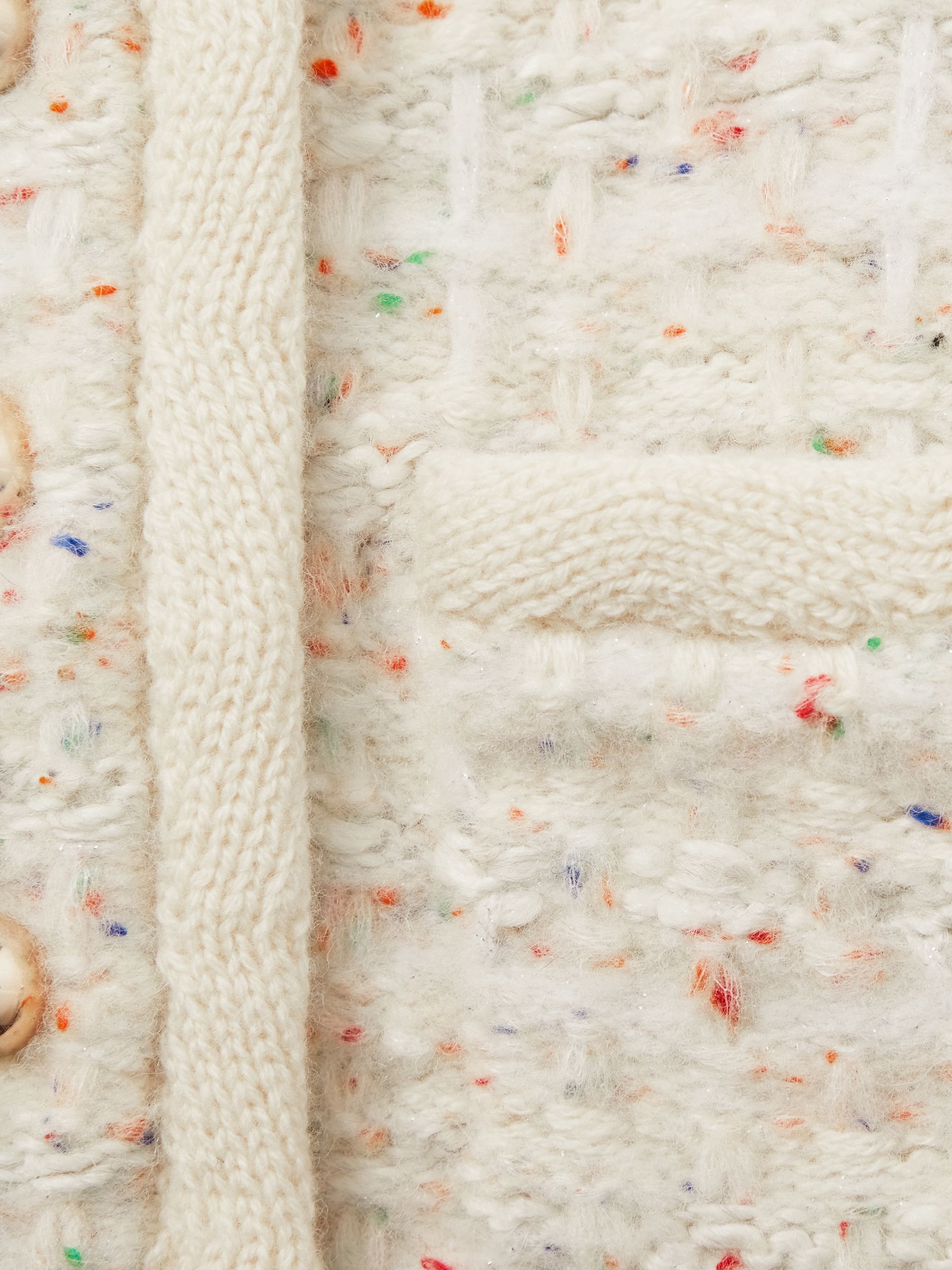 4-9 yrs Tweed-Effect Knitted Jacket with Merino in Cream