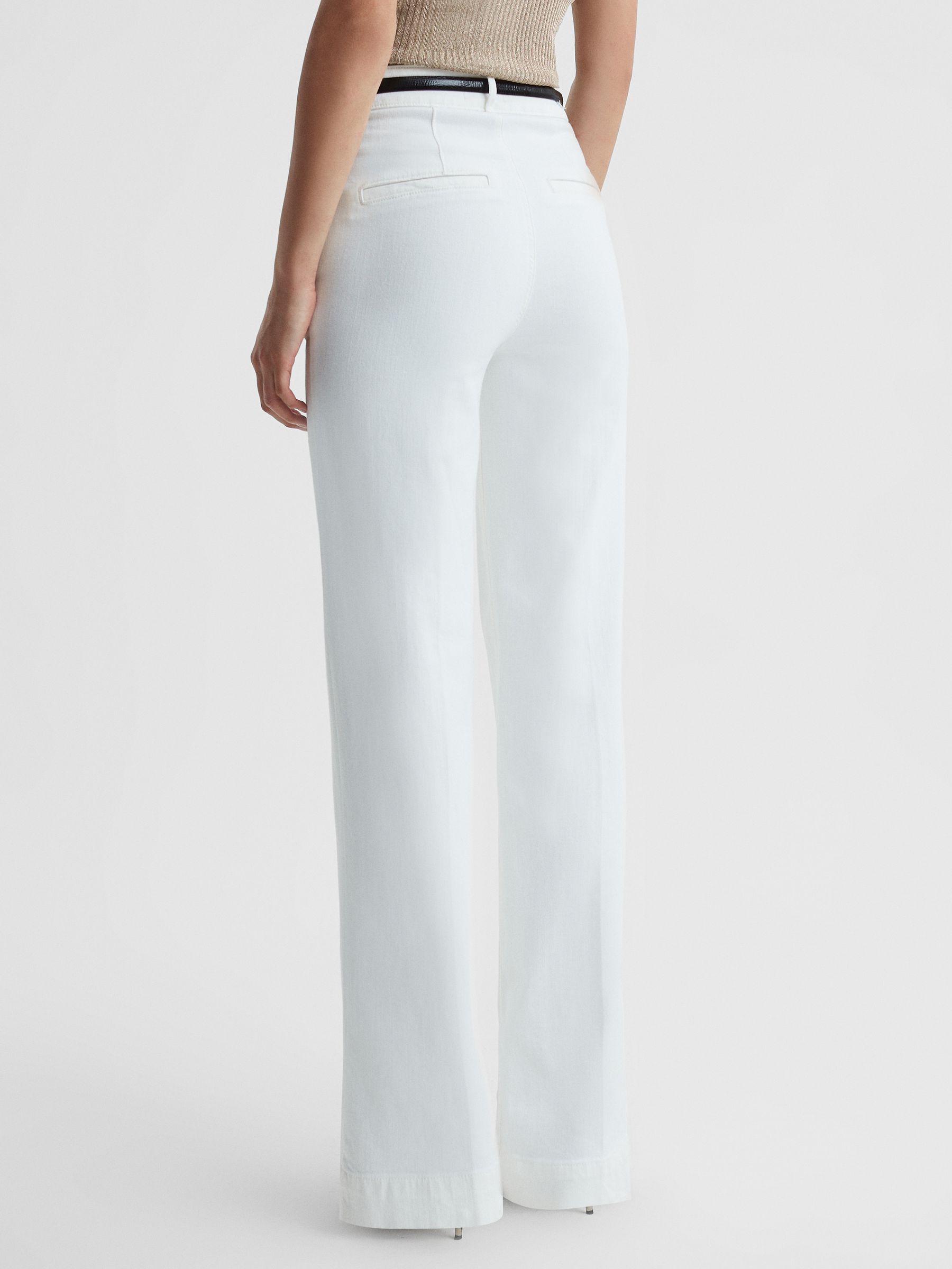 Paige High Rise Wide Leg Trousers in White