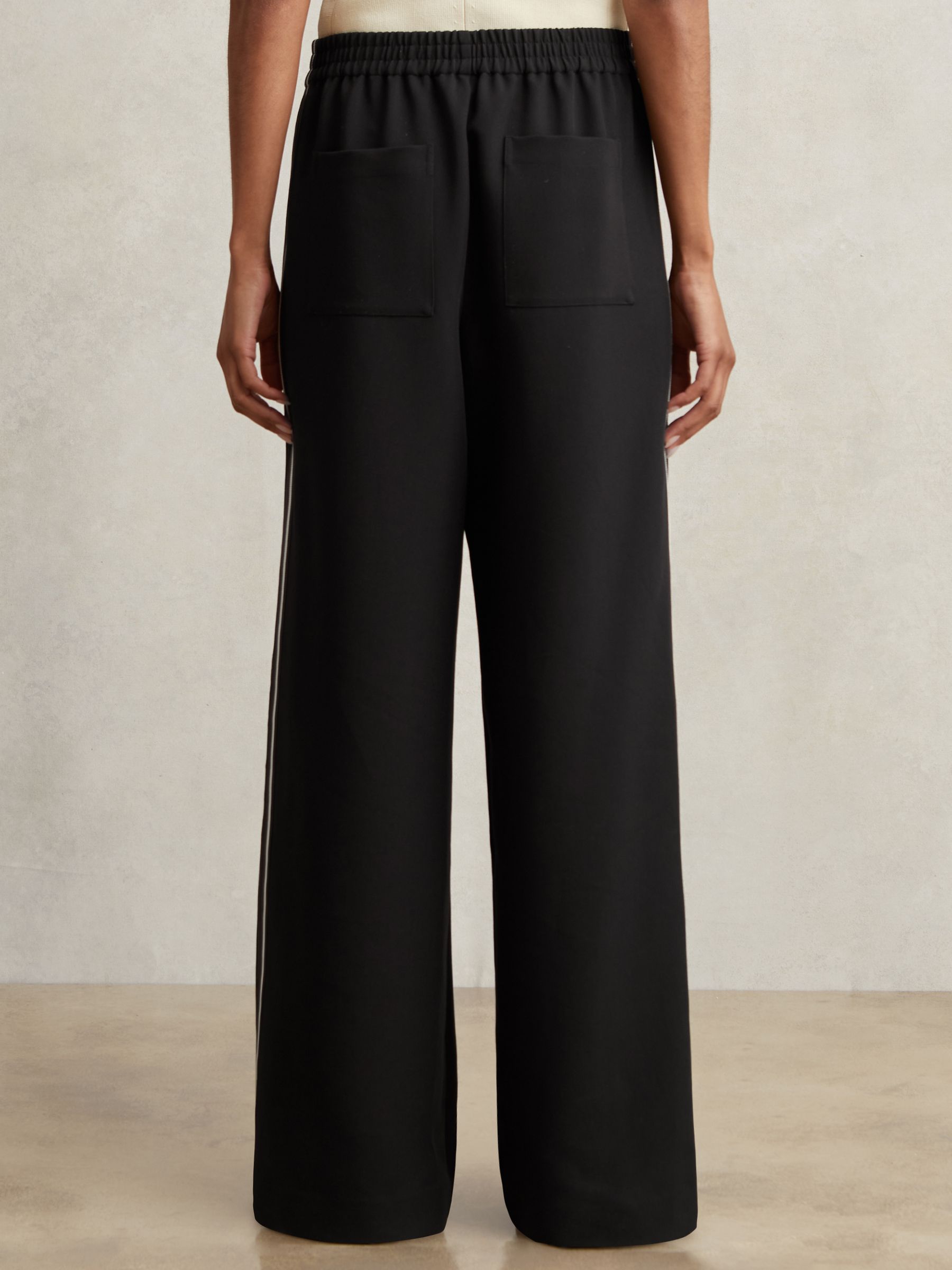 Petite Side-Stripe Wide-Leg Trousers in Black