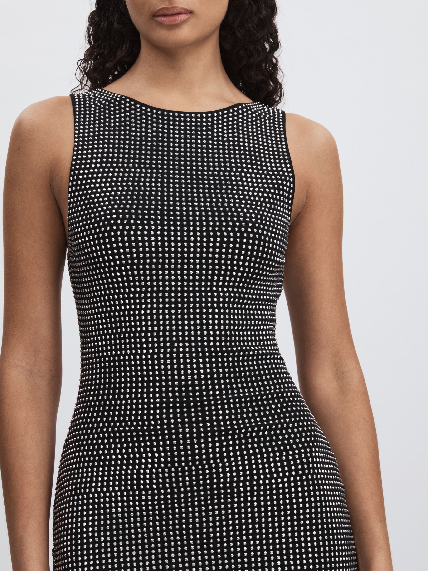 Good American Crystal Bodycon Dress in Black