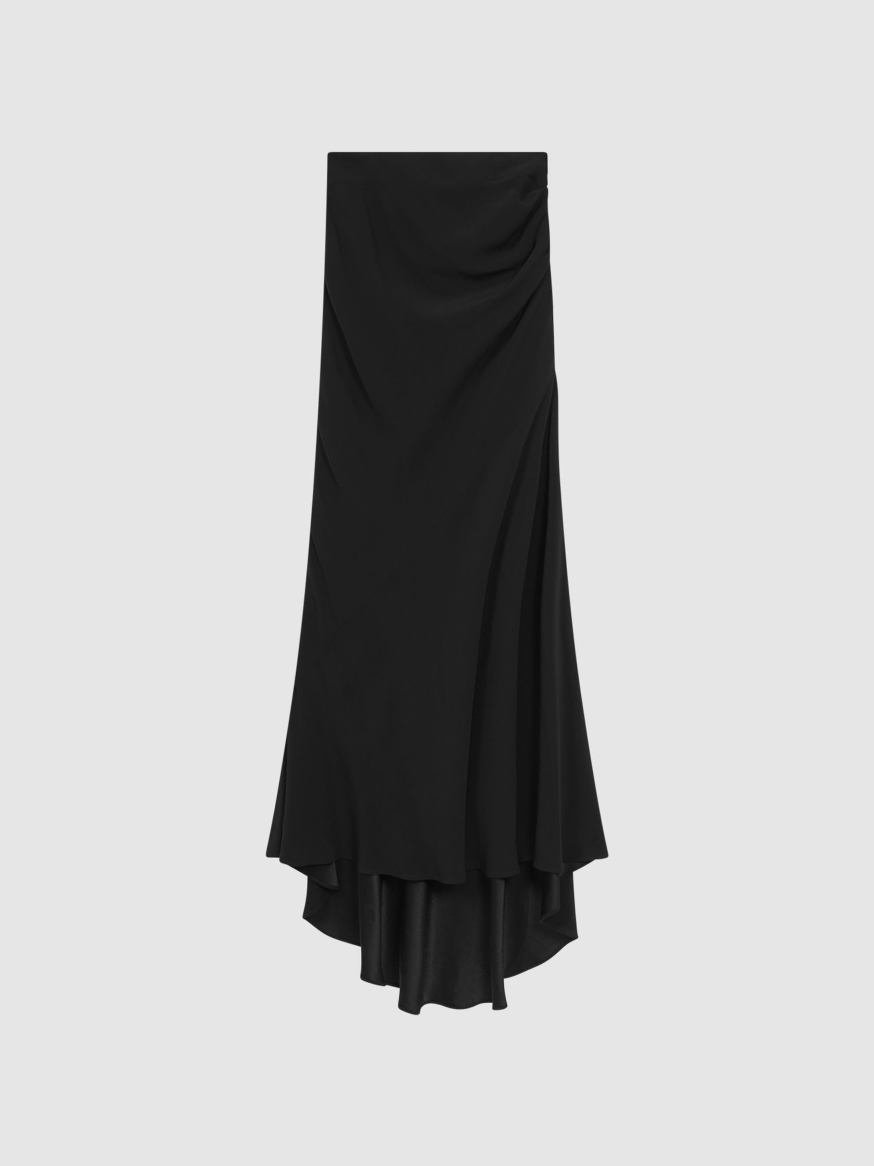 High Rise Fitted Maxi Skirt in Black