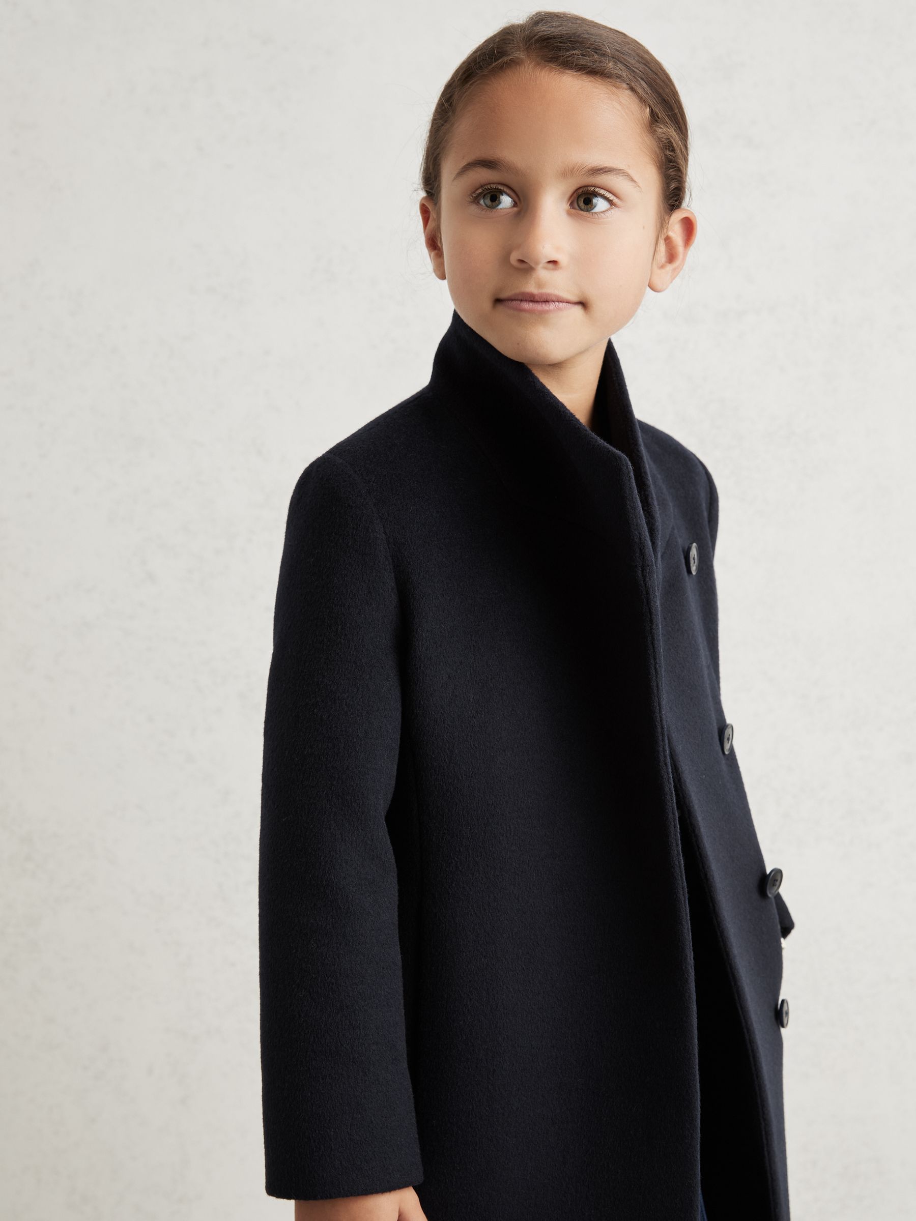 3-9 yrs Wool-Blend Funnel-Neck Coat in Navy