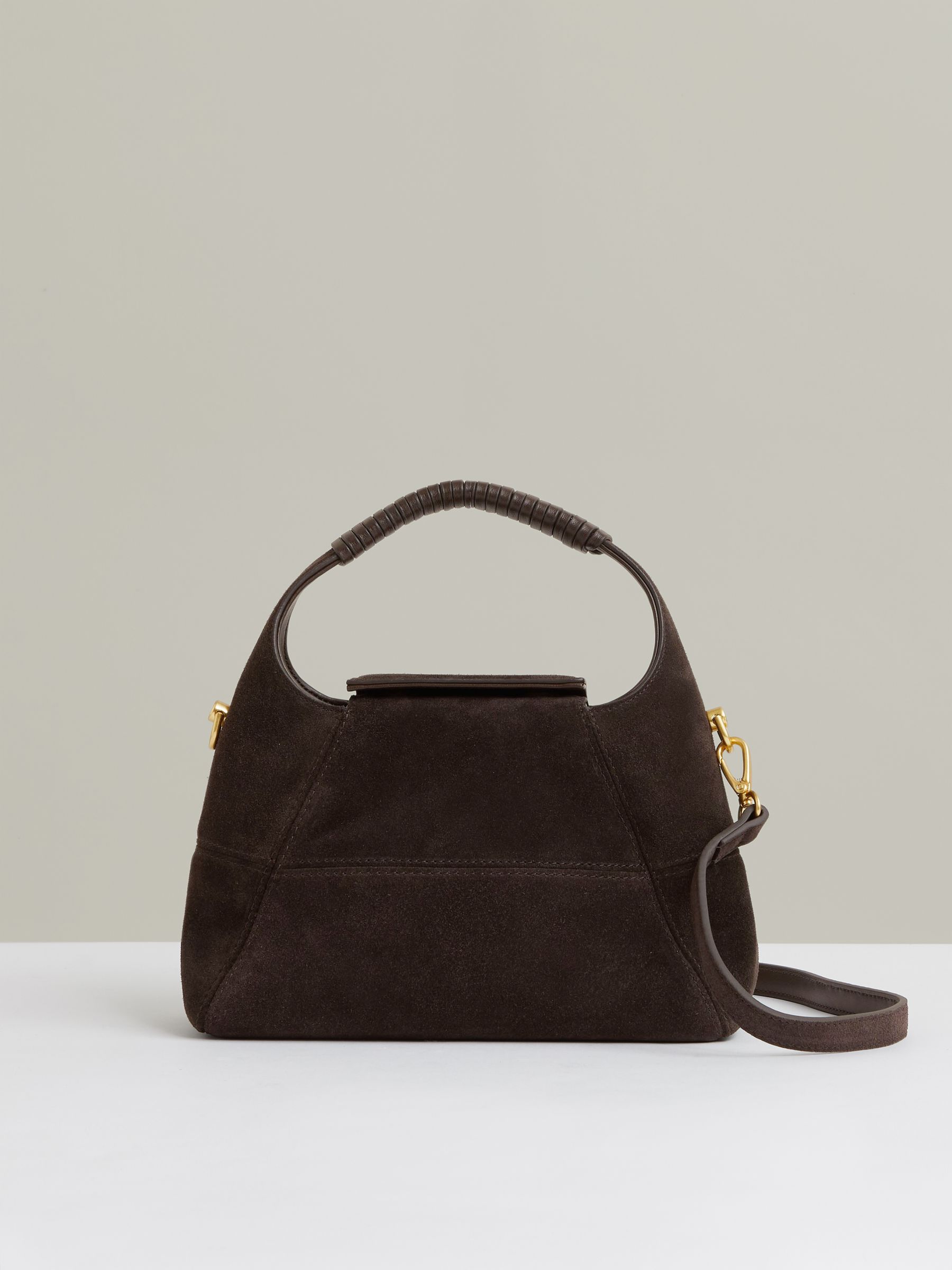 Suede Crossbody Bag in Chocolate