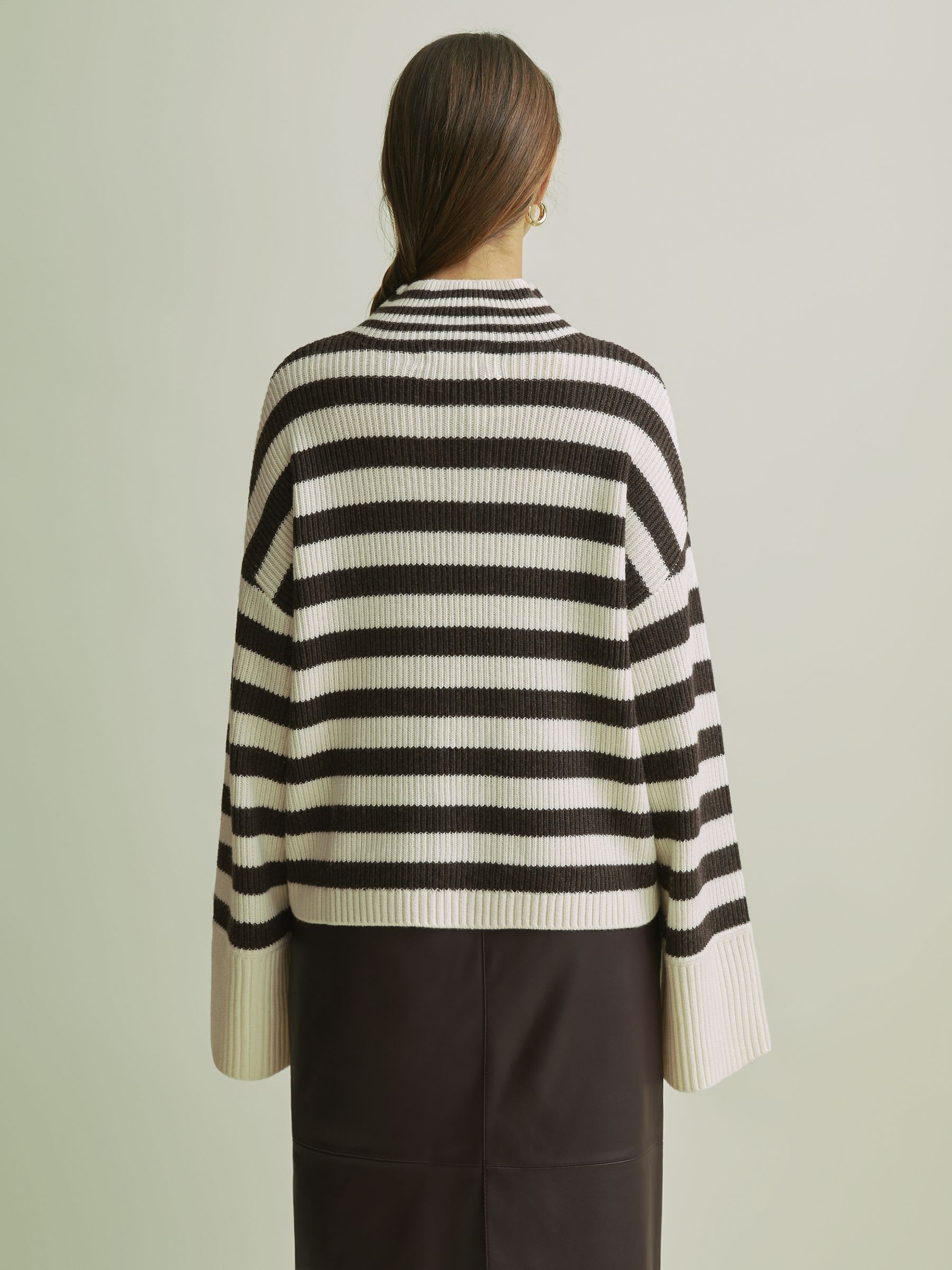 Florere Boxy Striped Jumper in Chocolate/Ivory