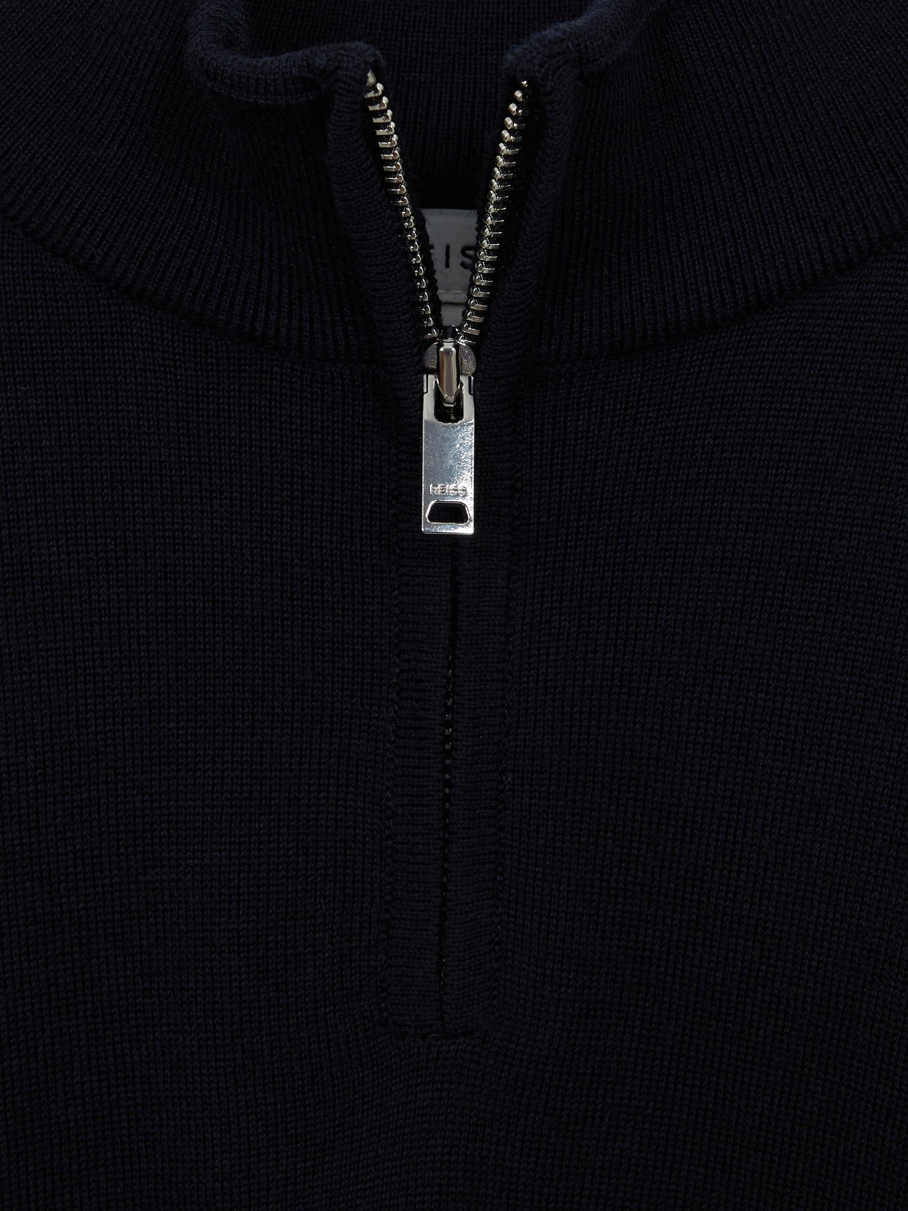 3-9 yrs Merino Wool Zip-Neck Jumper in Navy