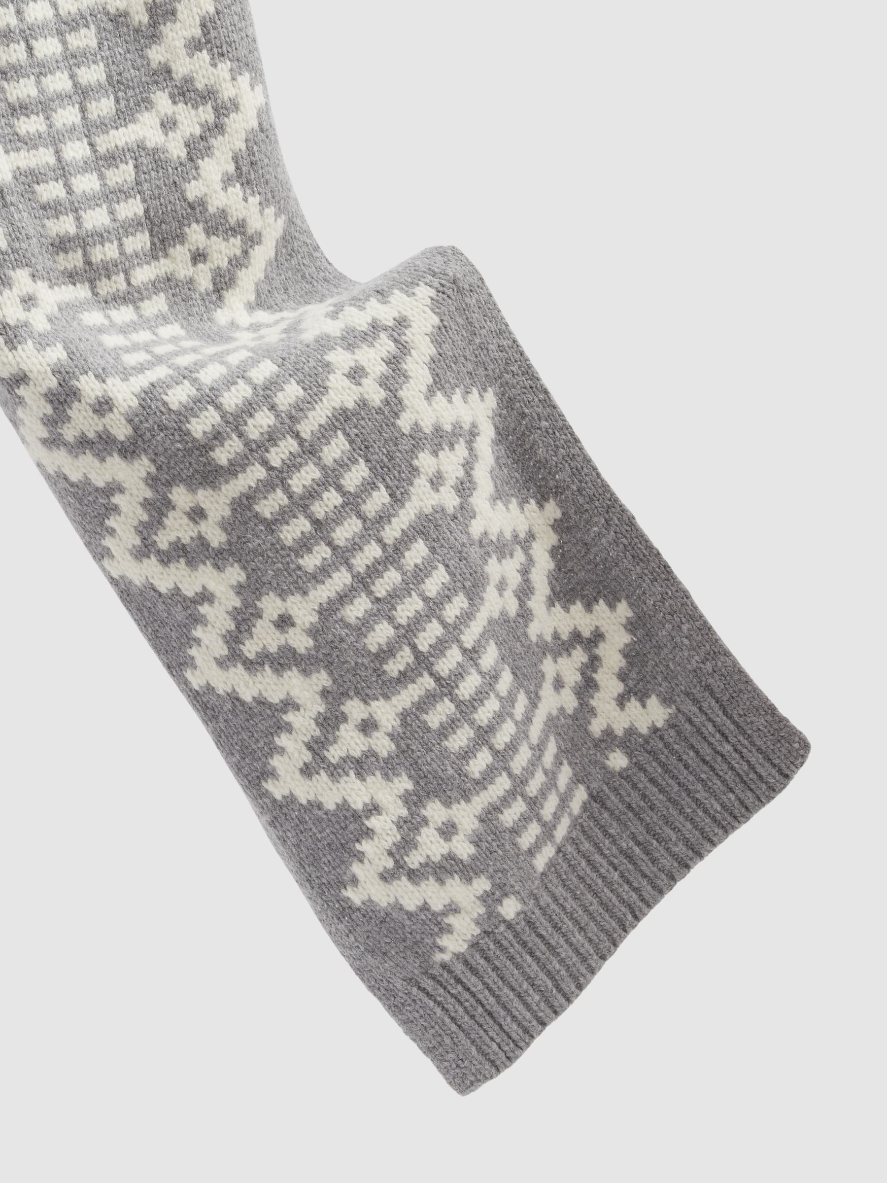 Wool-Blend Scarf in Grey/White