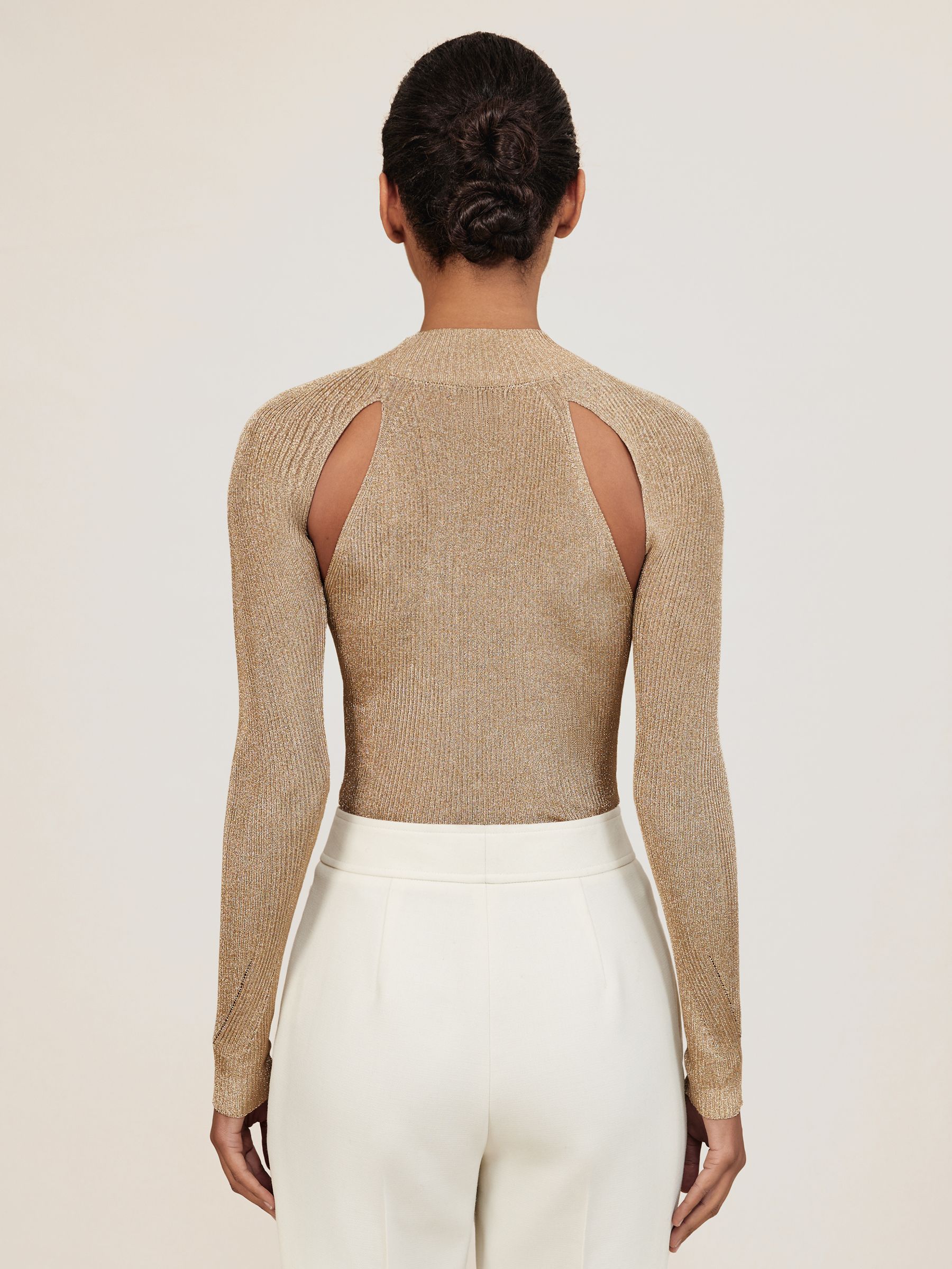 Metallic Long Sleeve Top in Gold