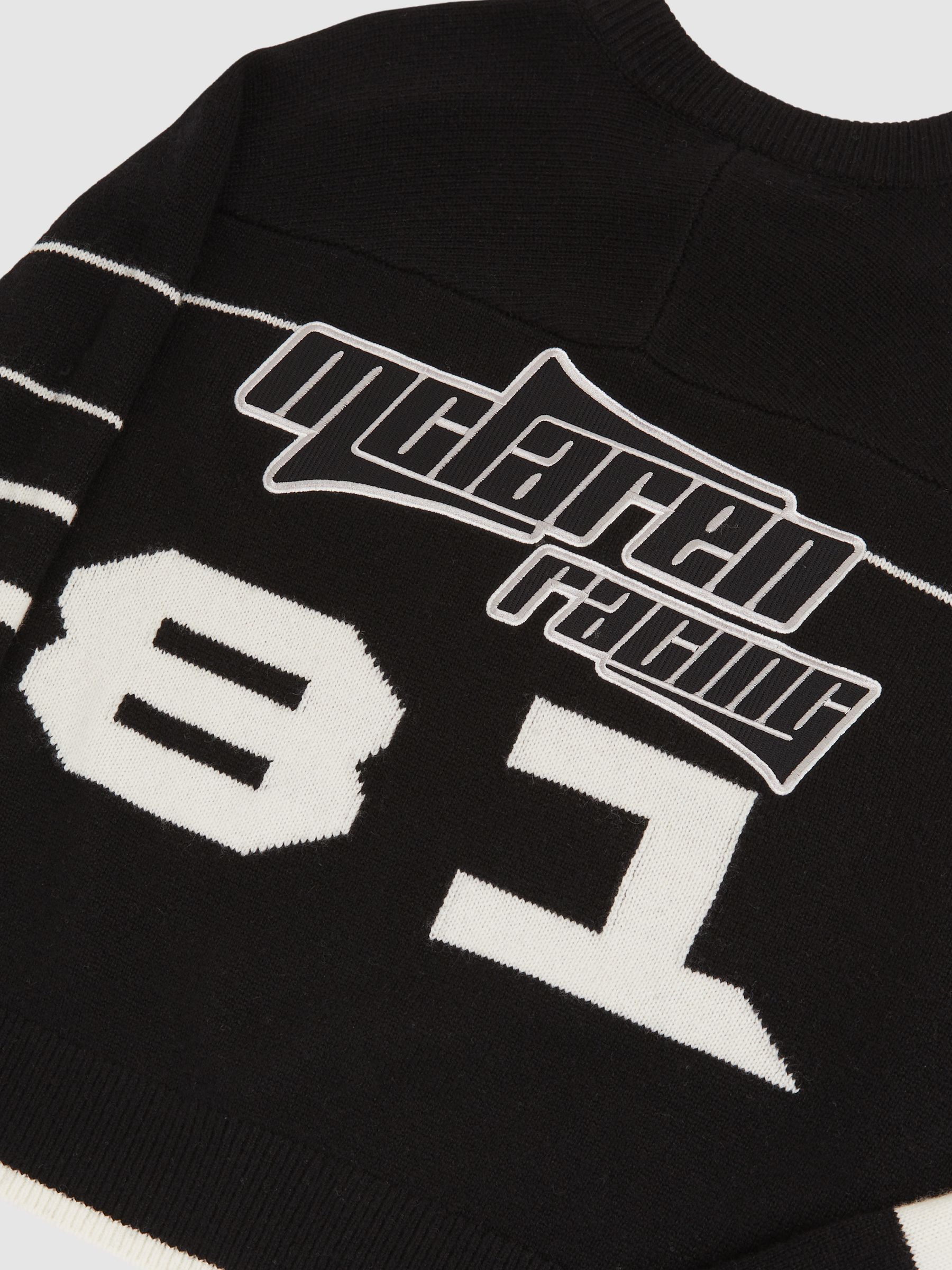 McLaren F1 Team Wool-Cashmere Cropped Jumper in Black/White