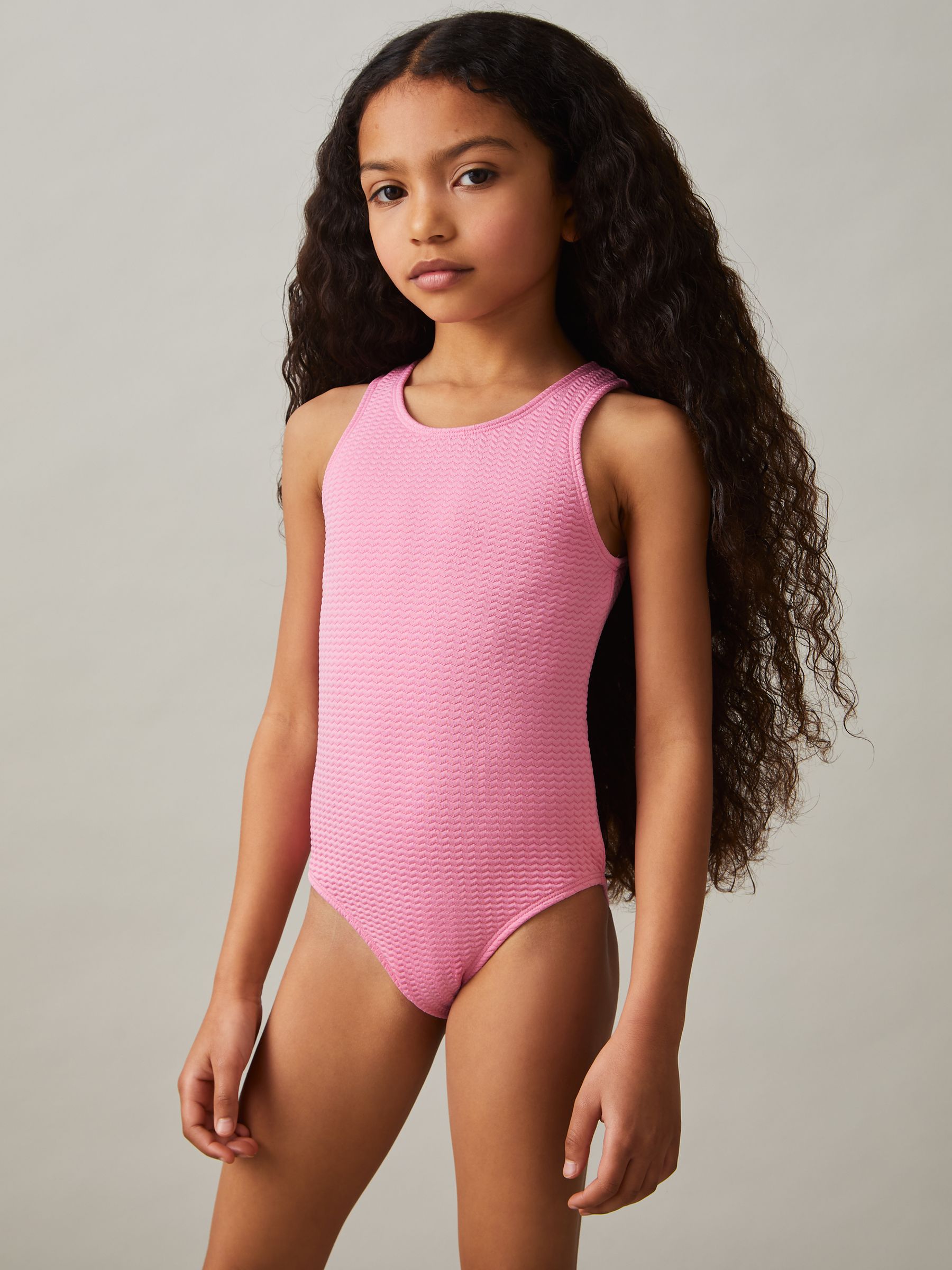 9-13 yrs Textured Swimsuit in Pink