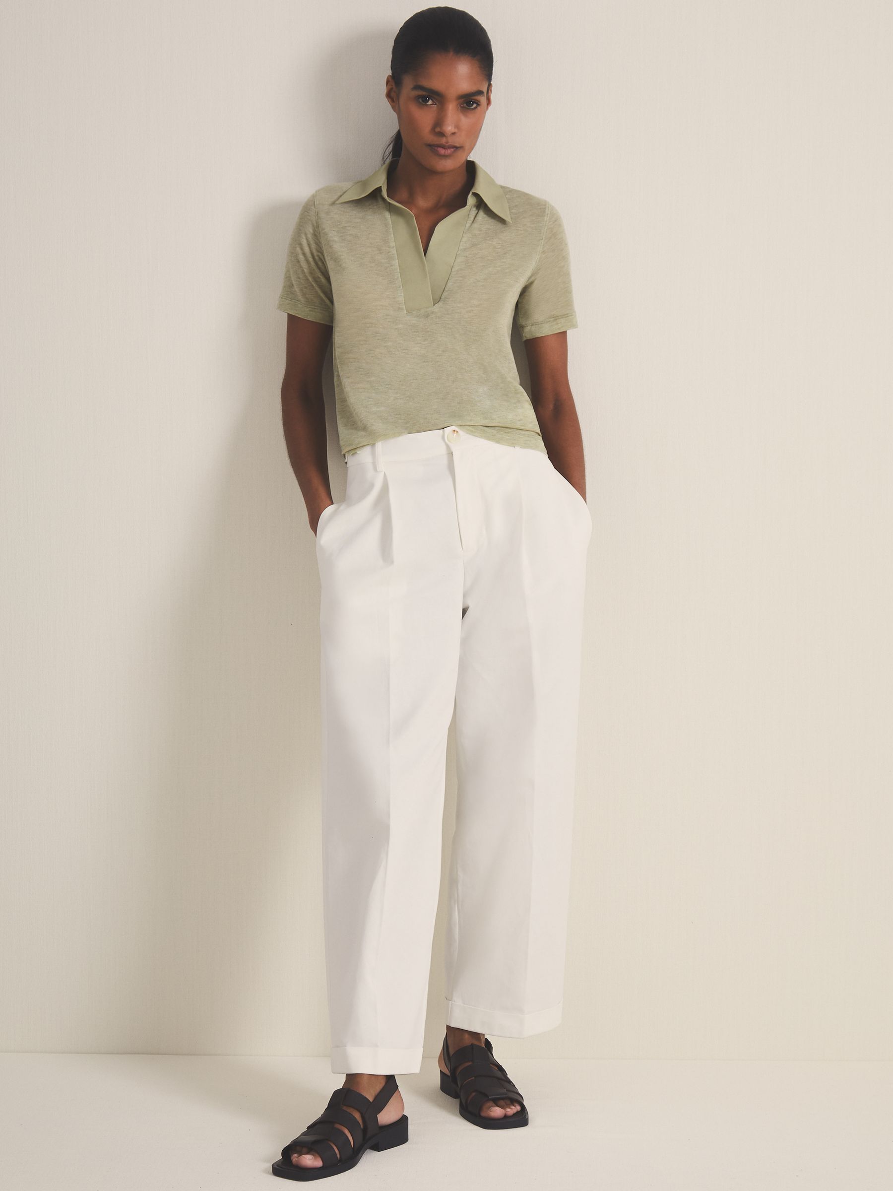 Reiss | Les 100 Ciels Polo Shirt With Cashmere in Sage