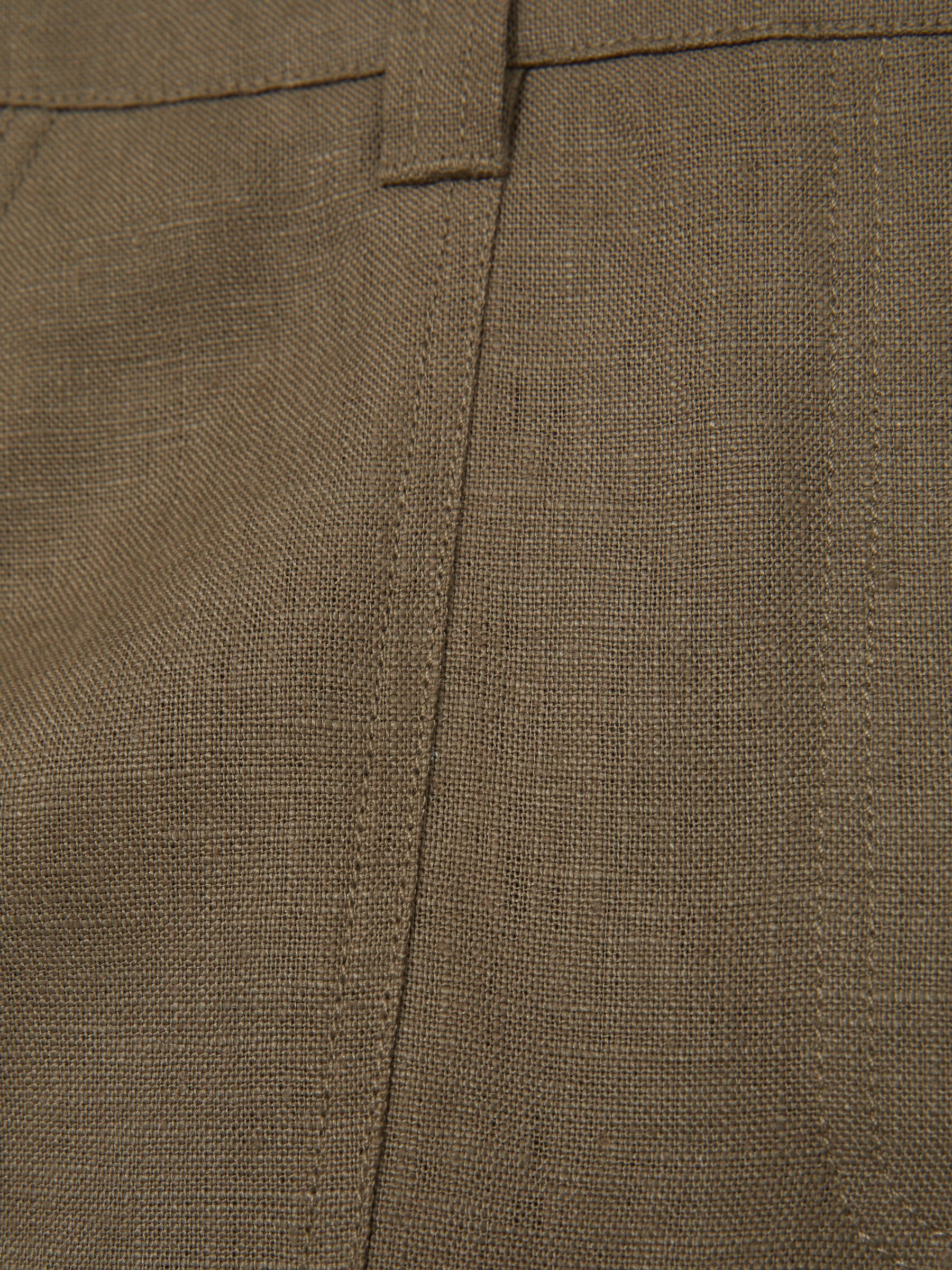 Linen Wide Leg Trousers in Khaki