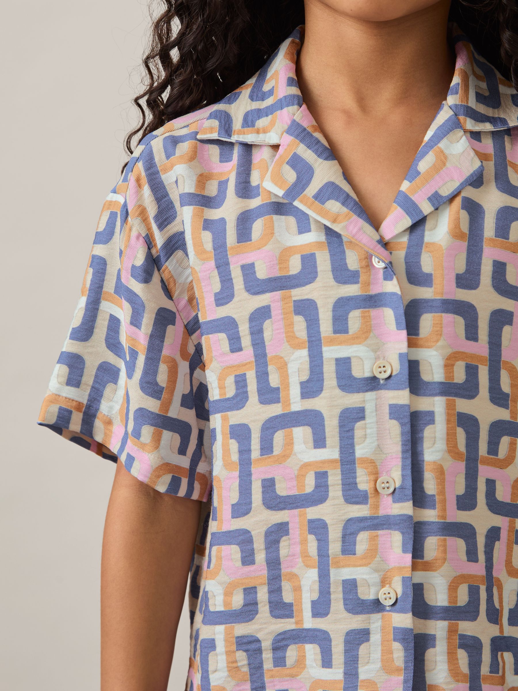 13-14 yrs Geometric Chain Print Shirt in Multi