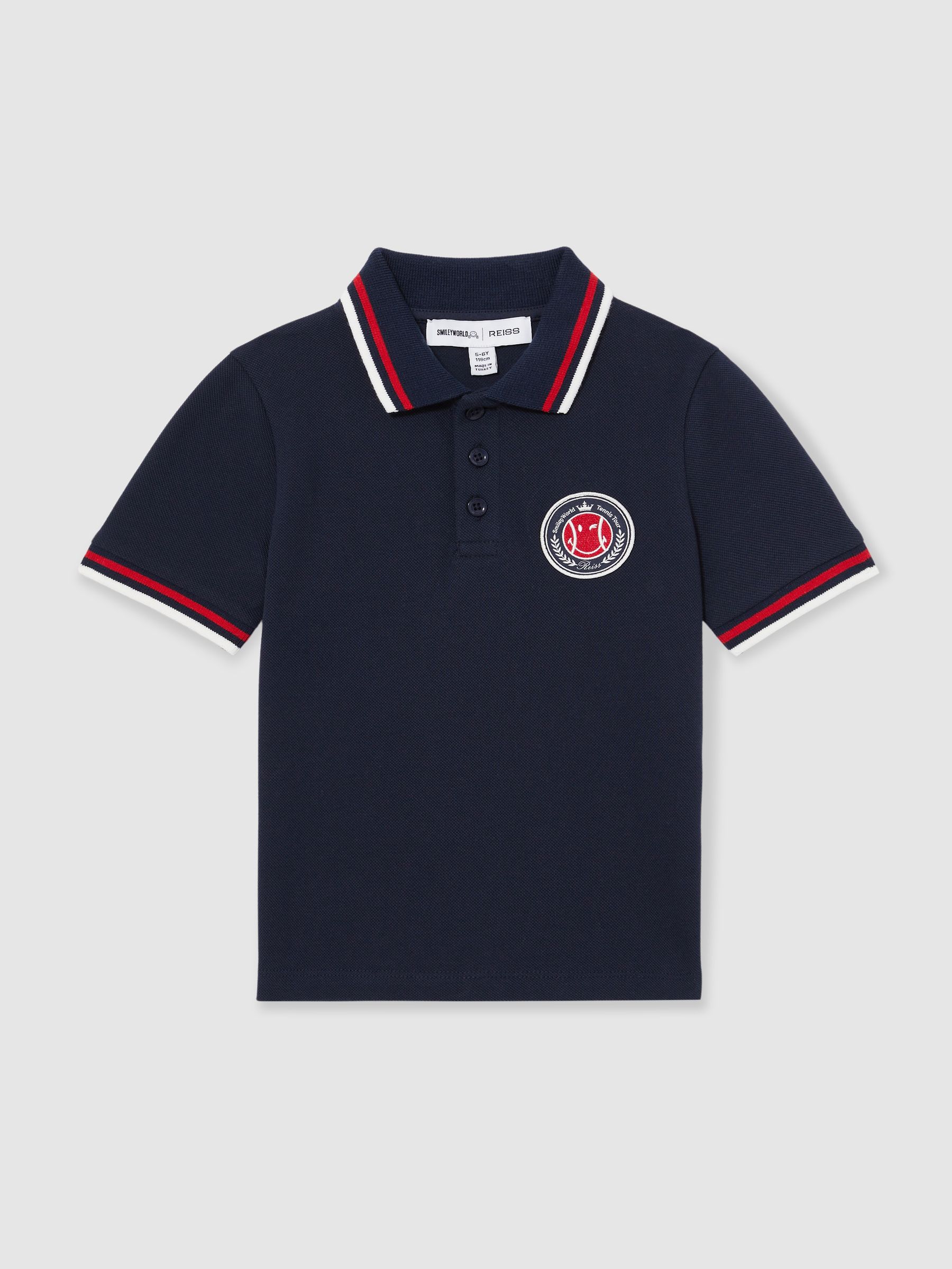 9-13 yrs SmileyWorld | Reiss Piqué Polo Shirt in Navy