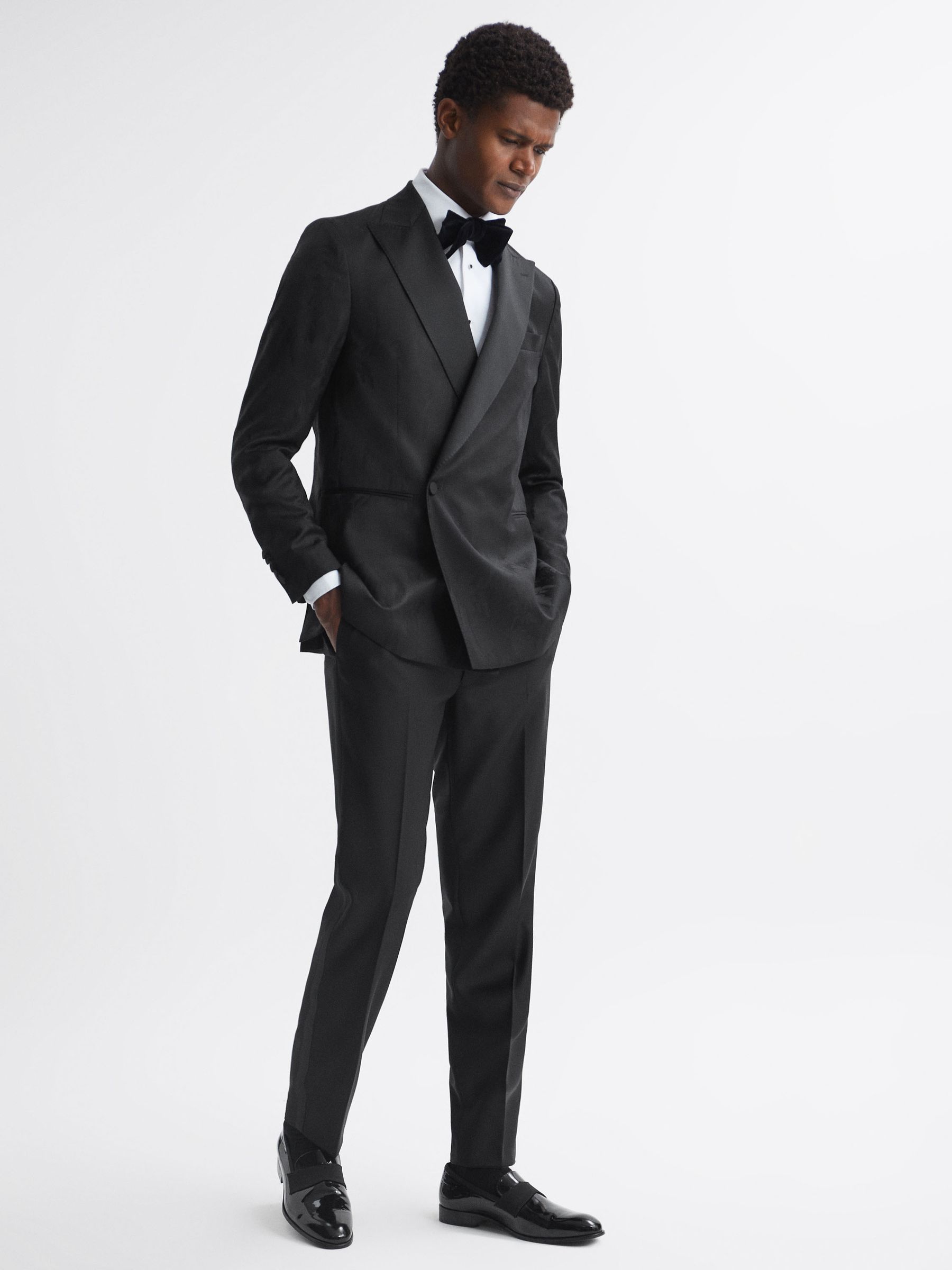 Jacquard Oscar Jacobson Double Breasted Blazer in Black