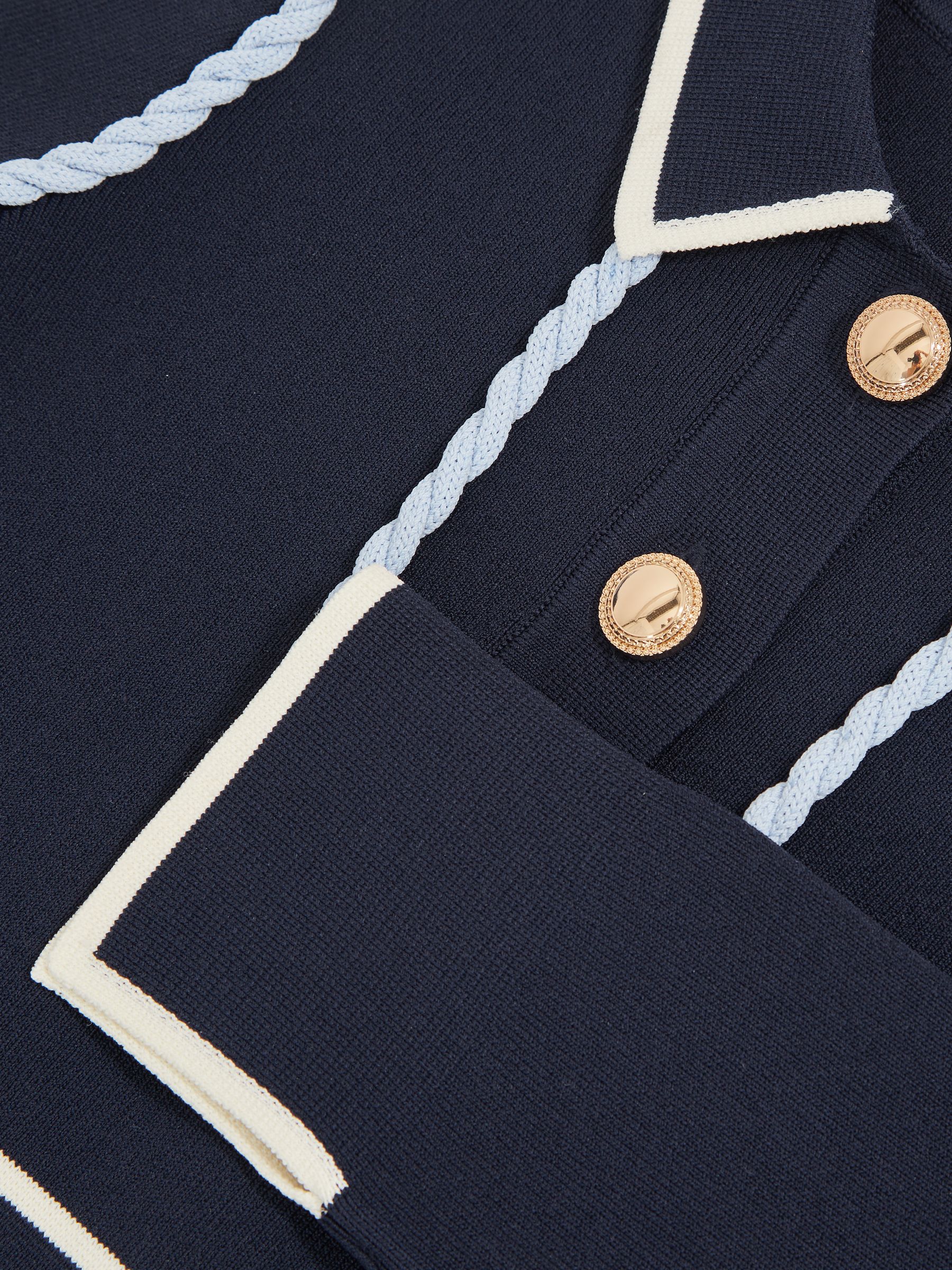 13-14 yrs Piped Knitted Skater Dress in Navy