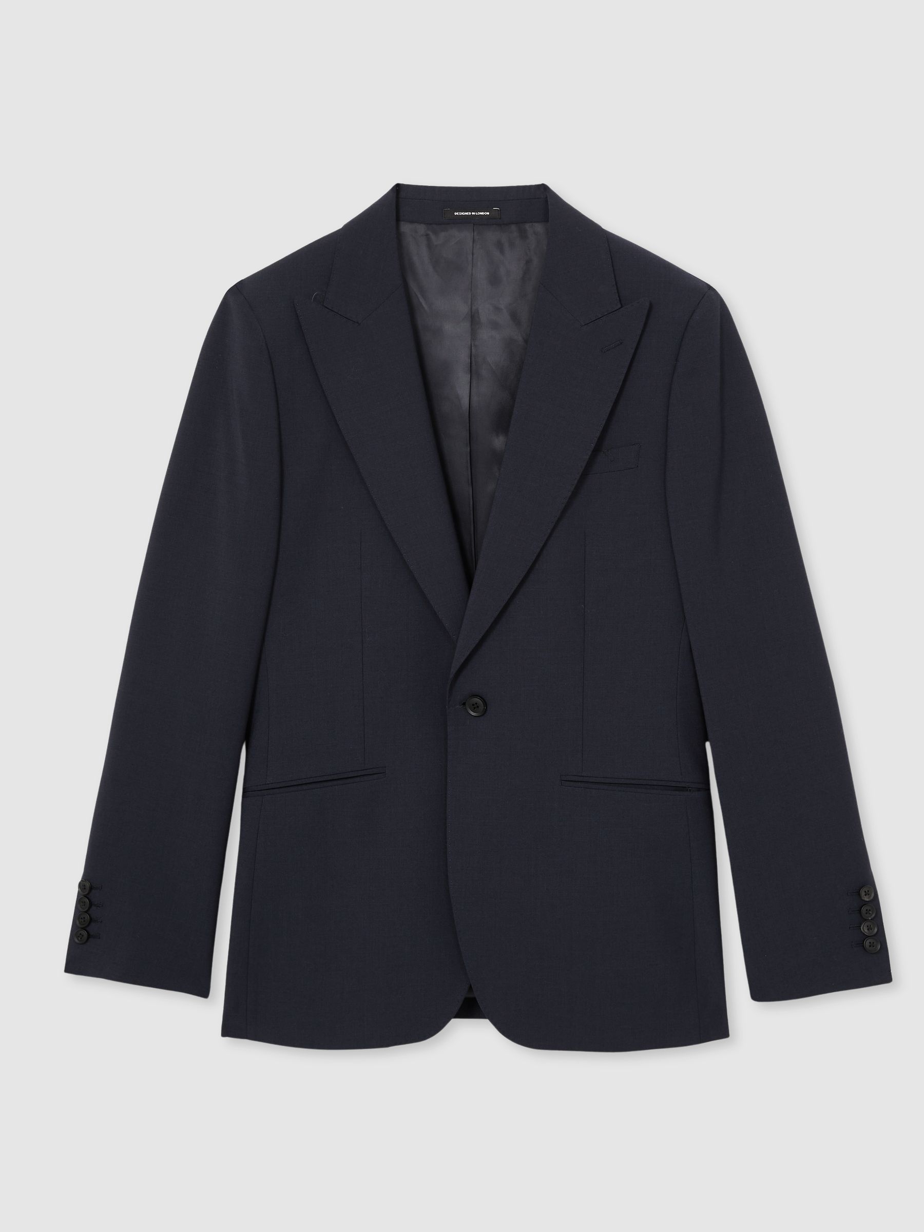 Regular-Fit Single-Breasted Wool-Blend Suit Blazer in Bright Blue