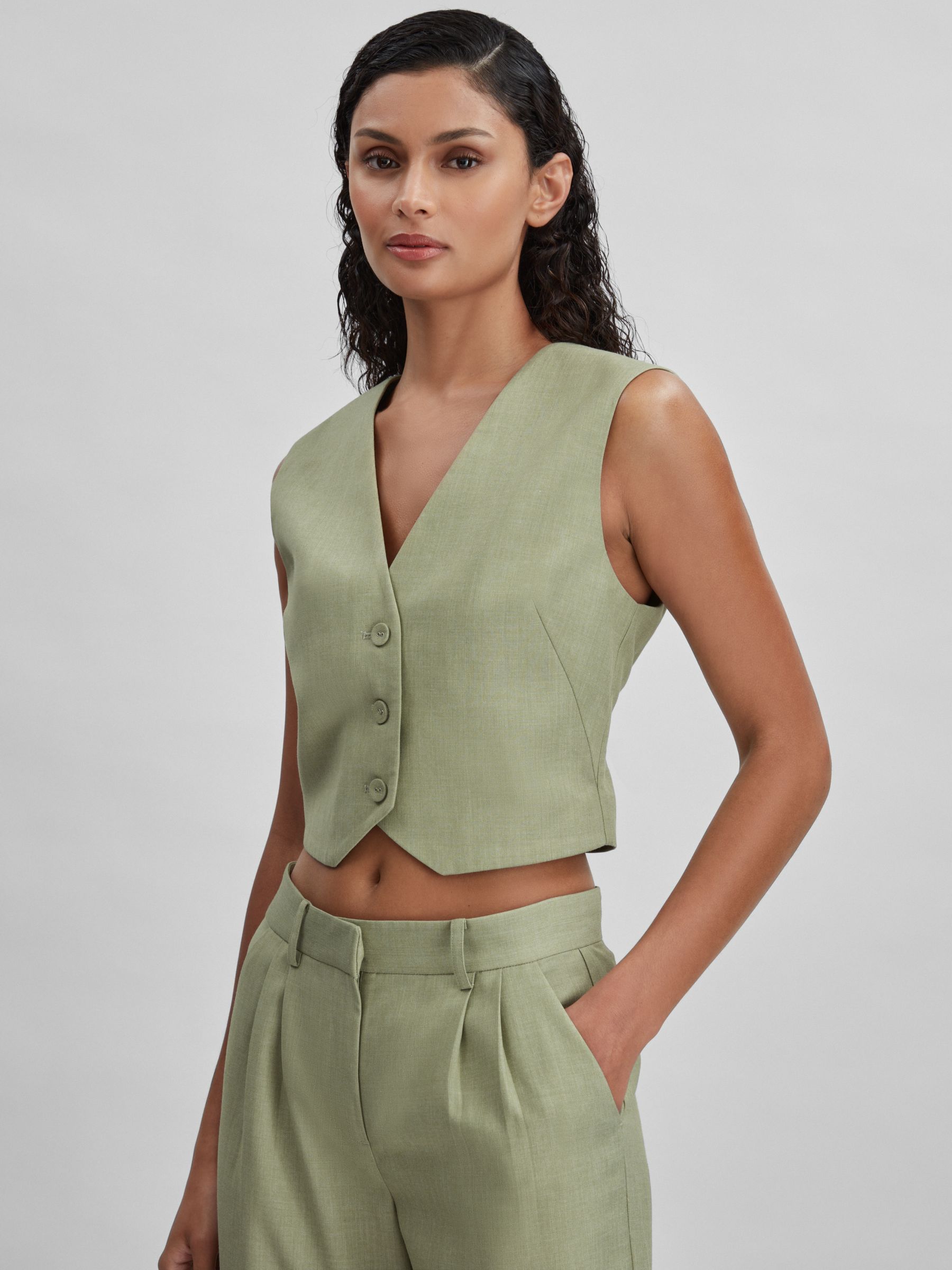 Significant Other Adjustable Single-Breasted Waistcoat in Sage