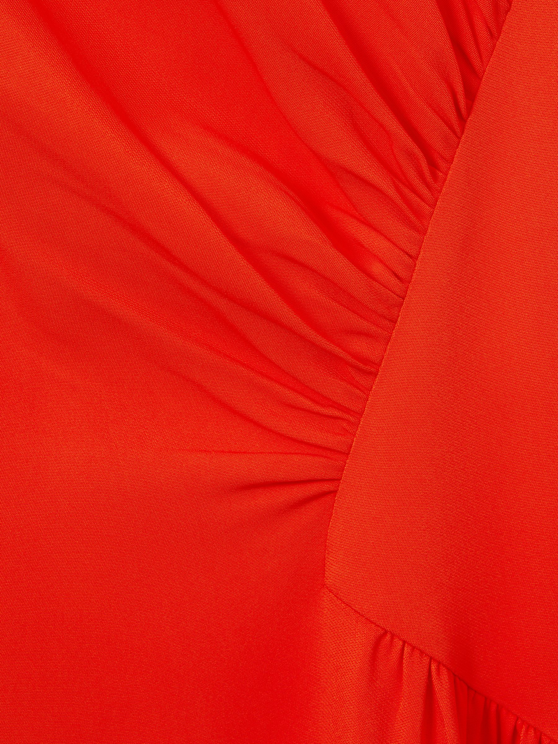 Ruched Midi Dress in Orange
