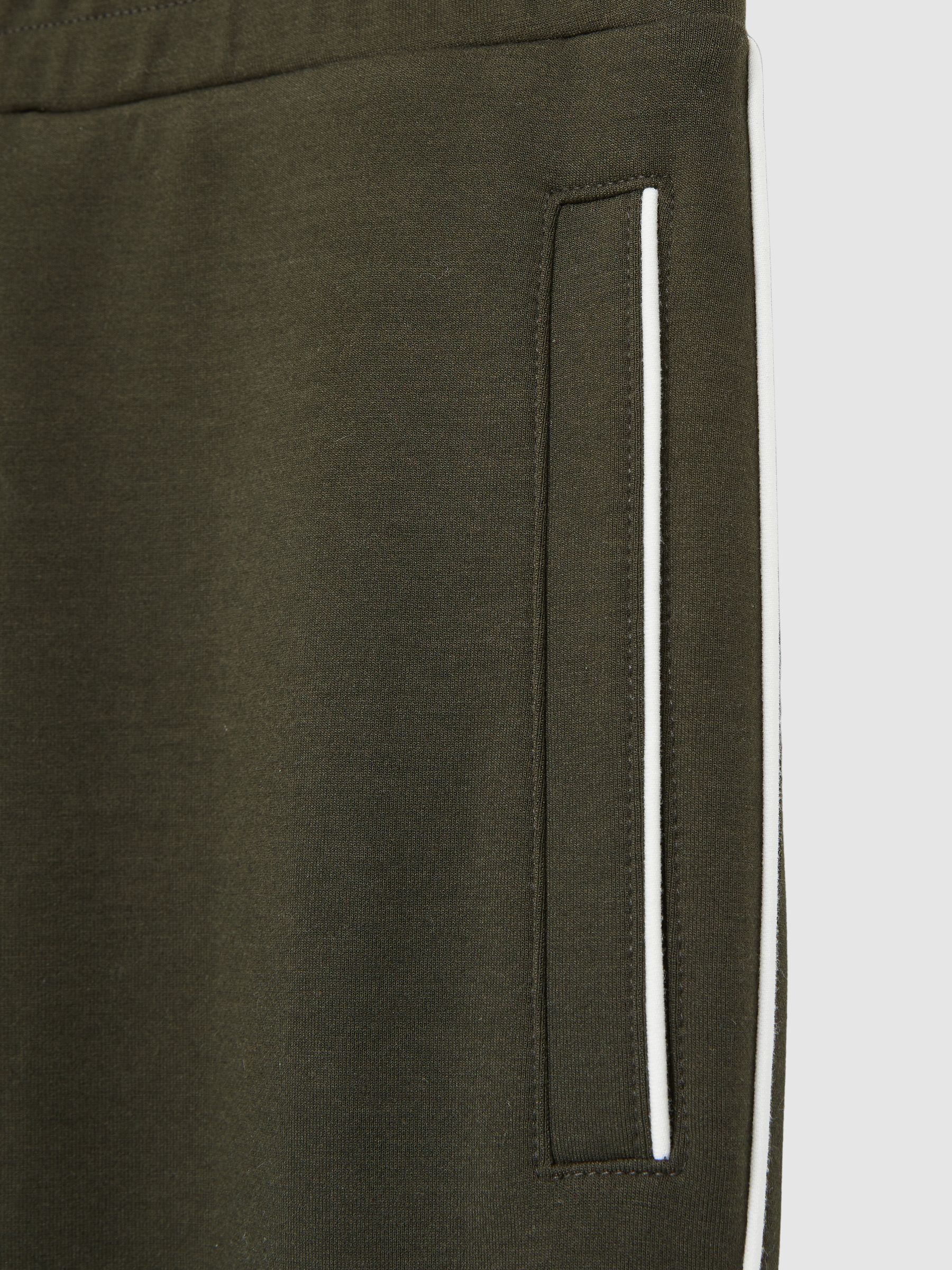 Interlock Piped Drawstring Joggers in Forest Green