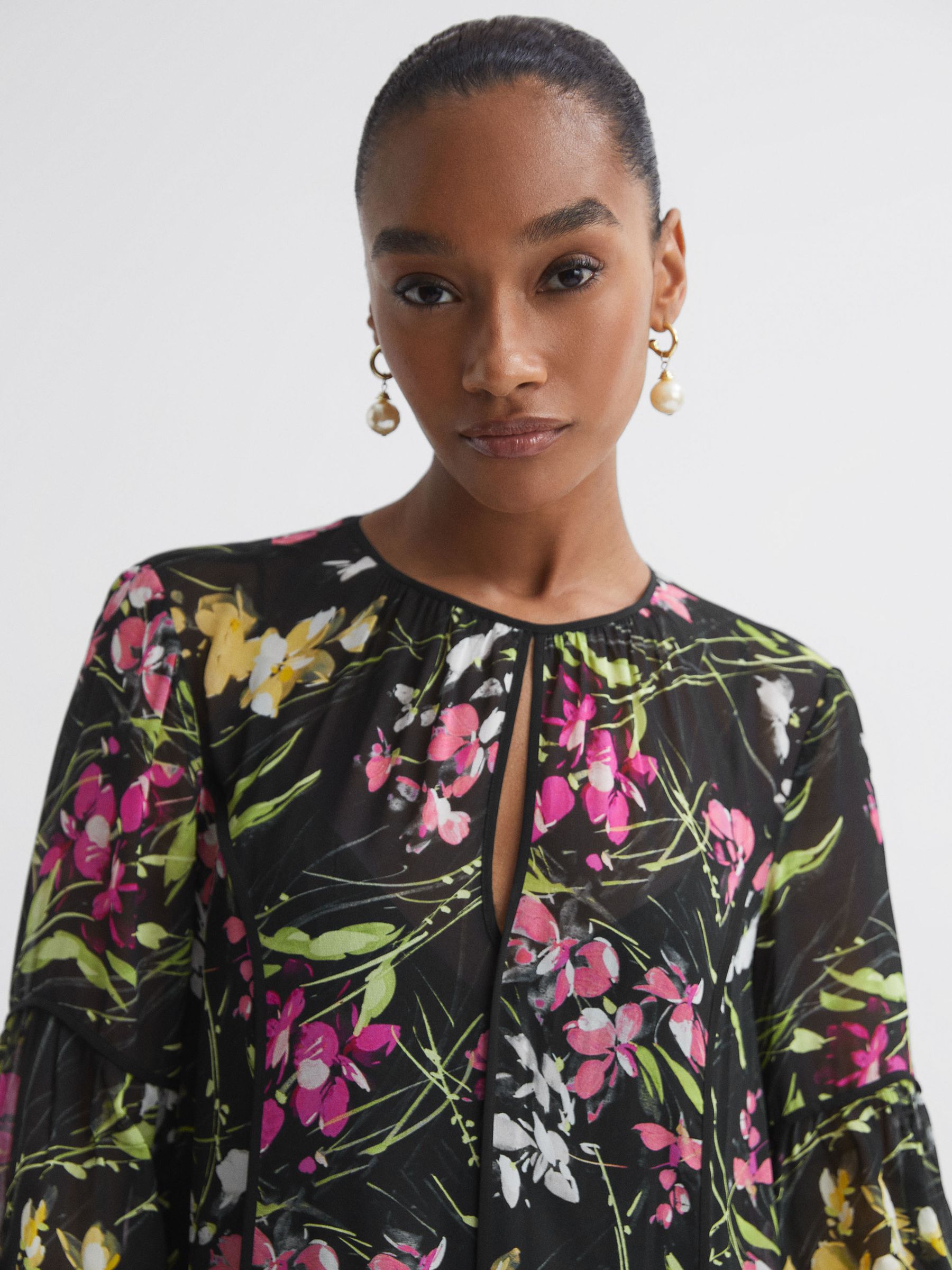 Florere Printed Maxi Dress in Black