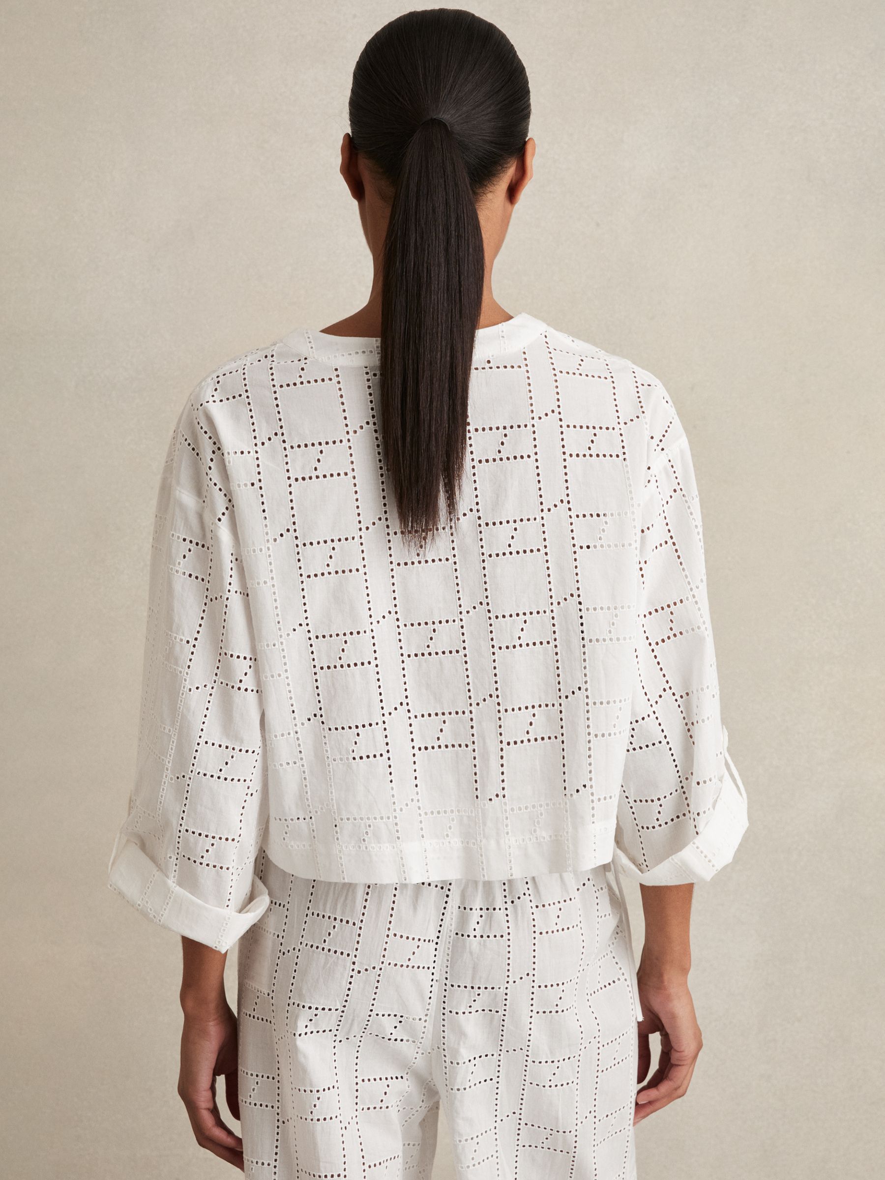 Cotton Broderie Tie-Front Top in White