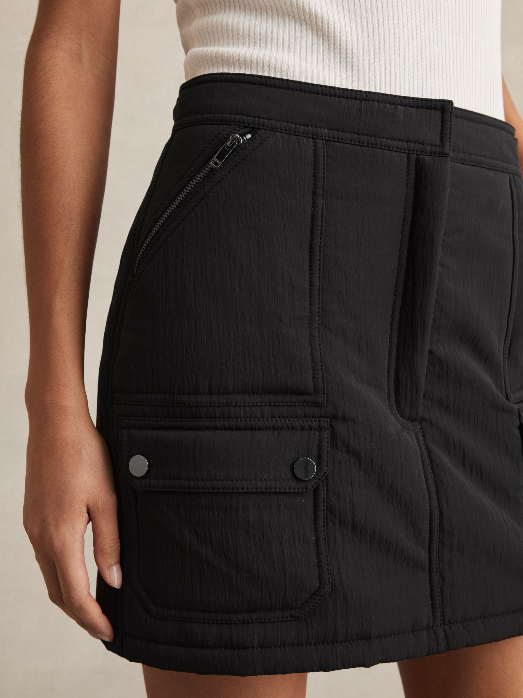 Quilted Mini Skirt in Black