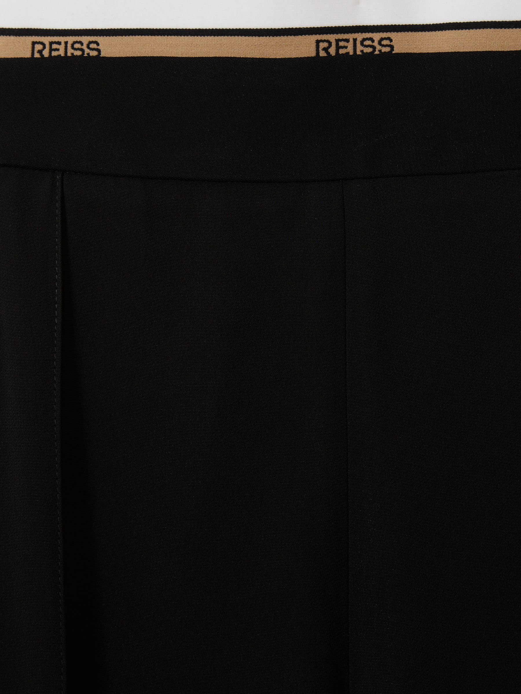 Waistband Detail Wide Leg Trousers in Black