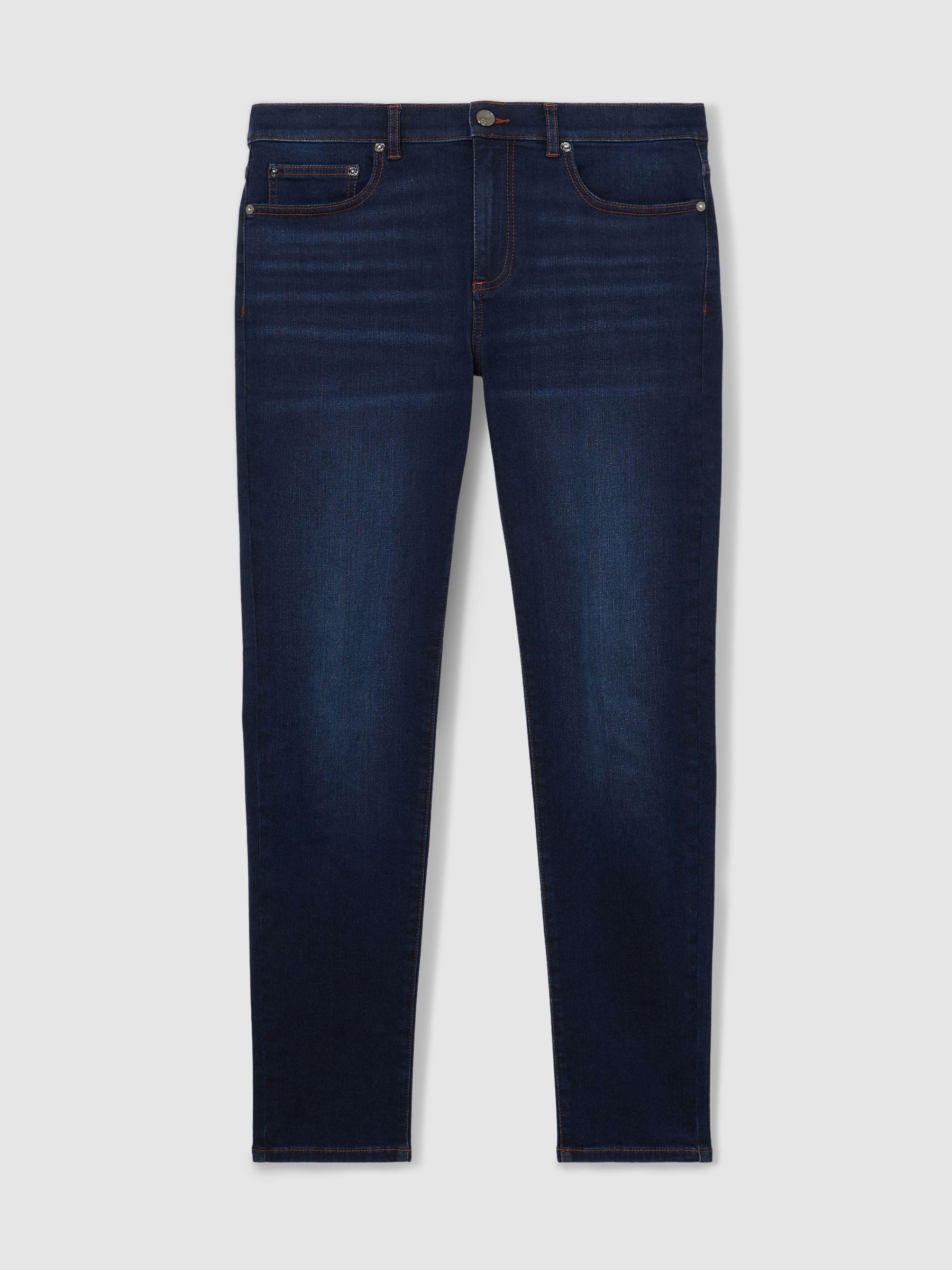 Skinny-Fit Jeans in Washed Dark Indigo