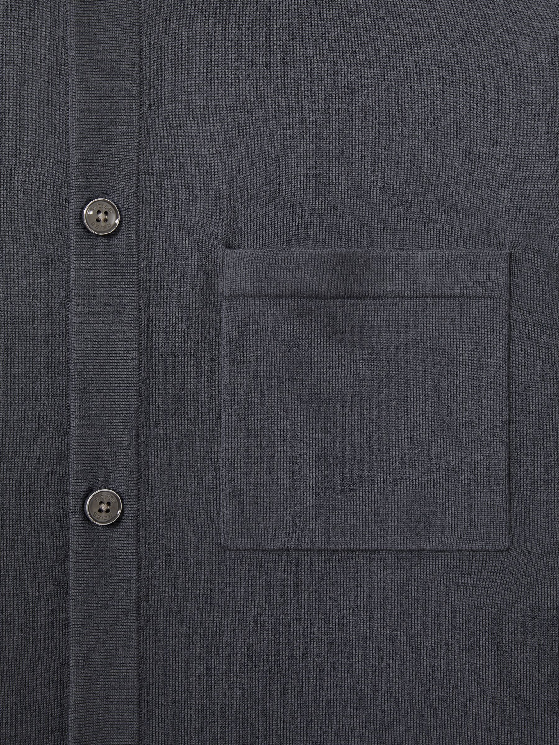 Merino Wool Button-Through Cardigan in Blackend Blue